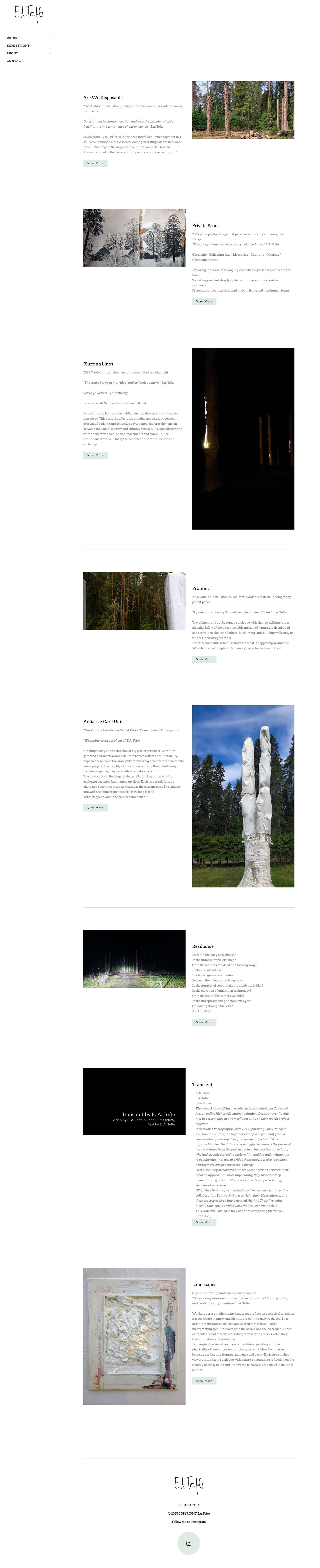 Eleanora Alis Tofte | Visual Artist | E.A.Tofte - Visual Artist - Full Screenshot