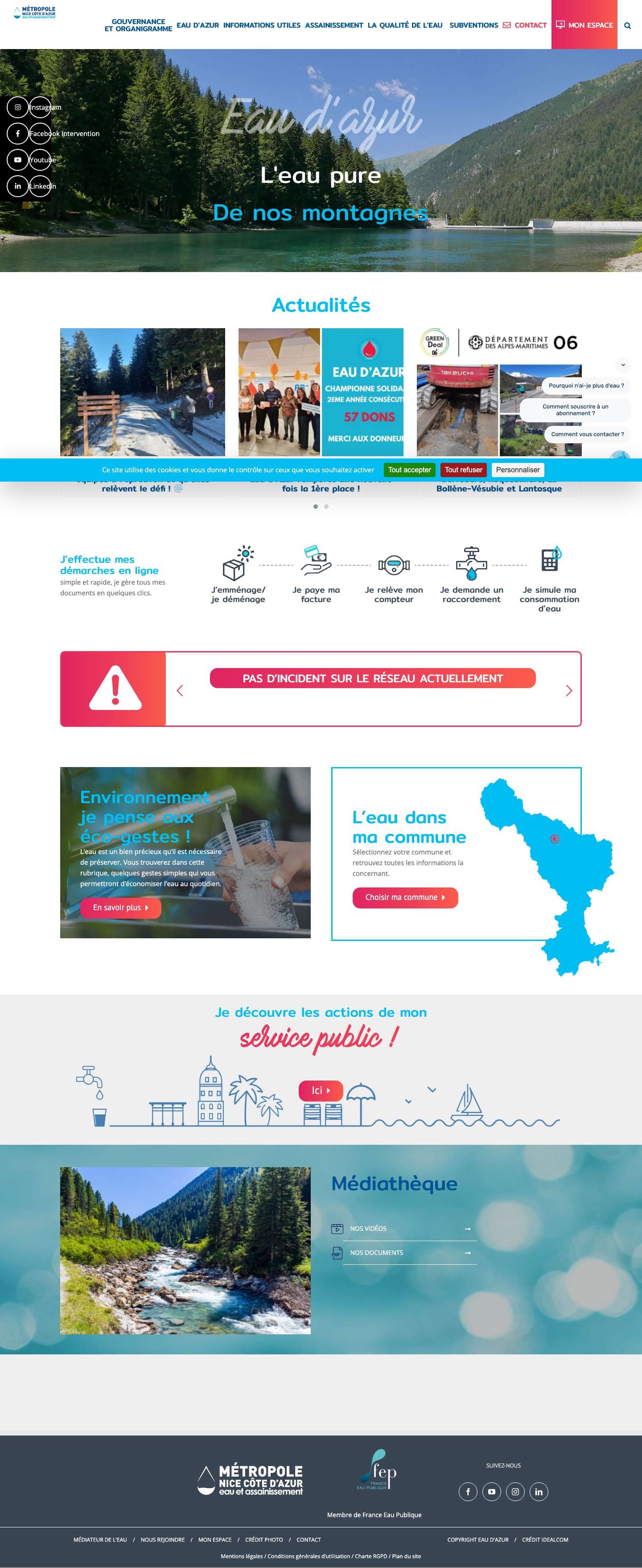 Eau d'Azur : votre service public de l’eau - Full Screenshot
