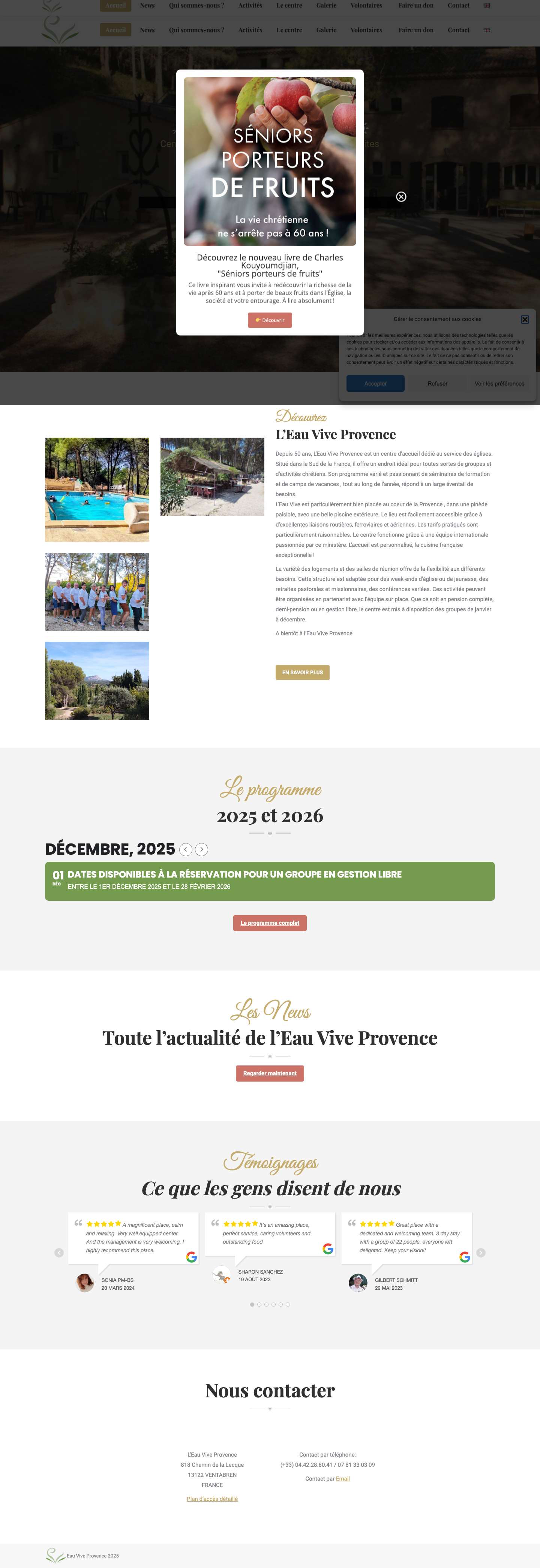 L'Eau Vive Provence - Centre de Vacances Chrétien & Séminaires - Full Screenshot