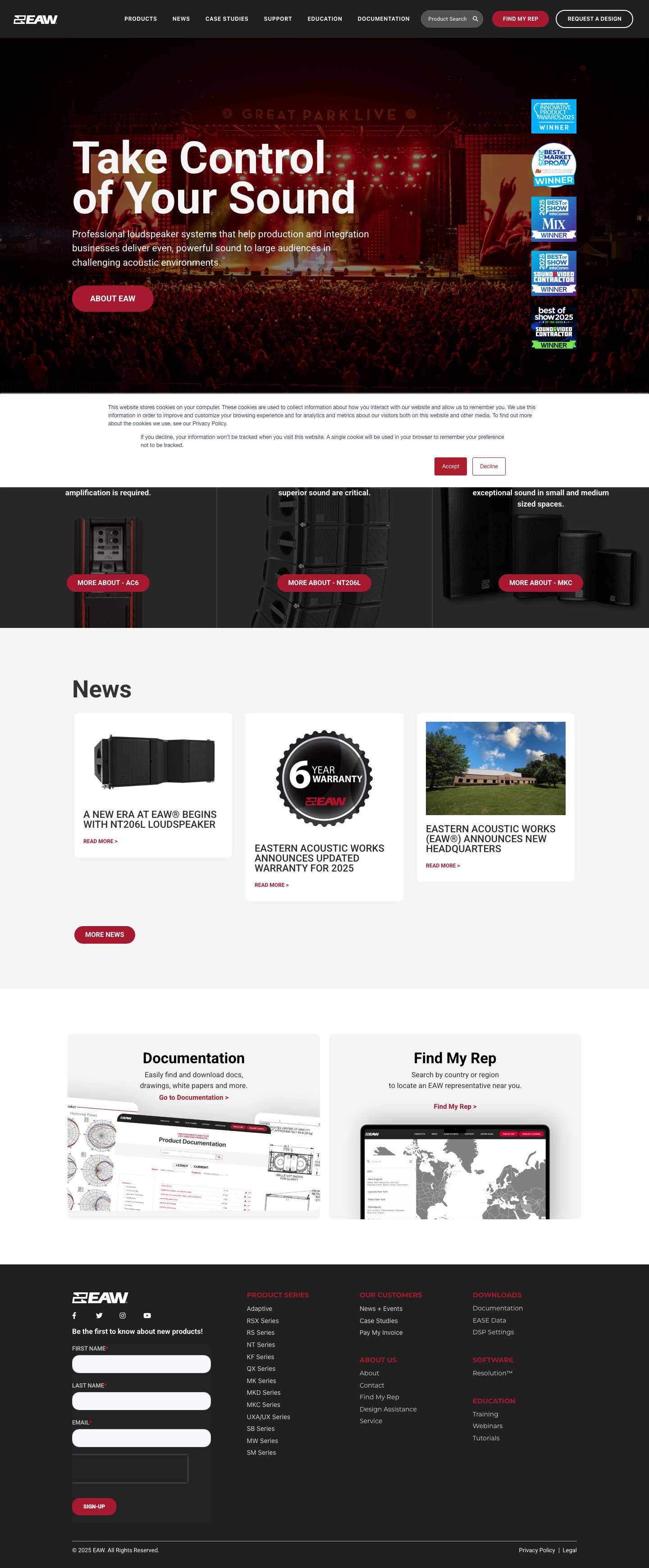 EAW: Eastern Acoustic Works | High-performance, professional loudspeaker system design and manufacturer - Full Screenshot