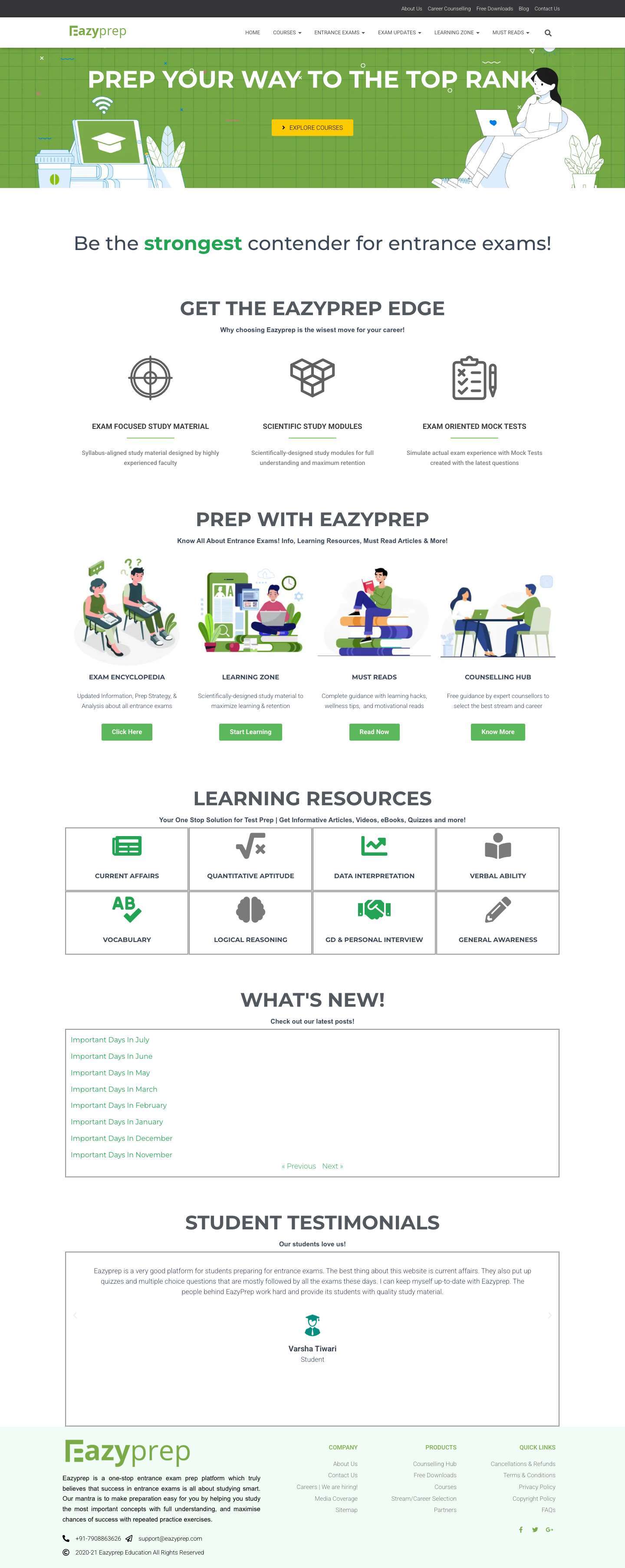 Eazyprep | Entrance Exam Preparation Made Easy - Full Screenshot
