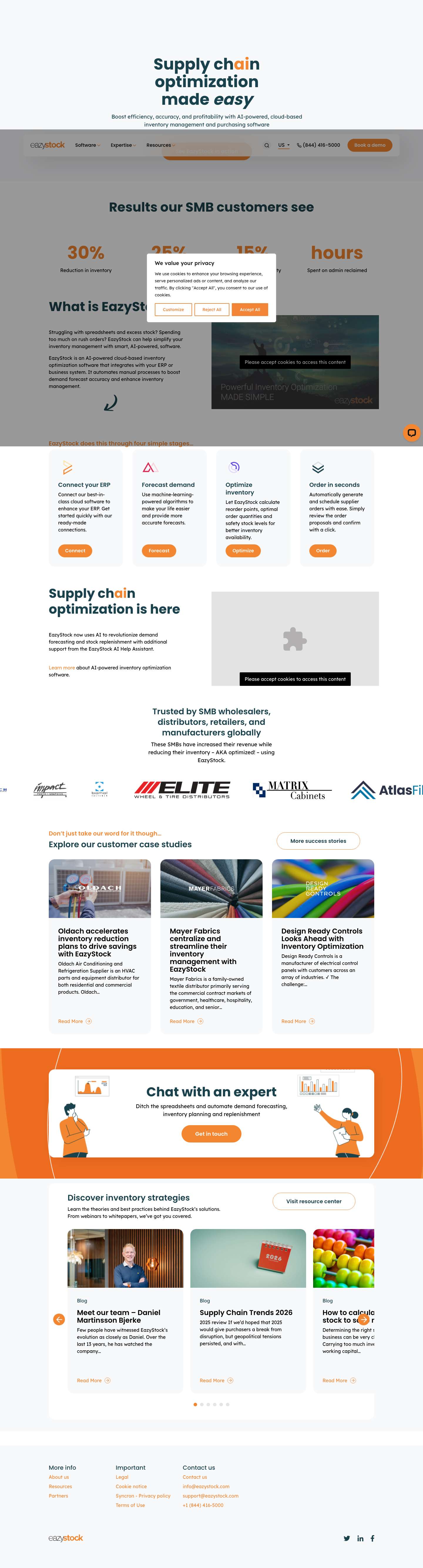 EazyStock | AI-Powered Inventory Optimization Software - Full Screenshot