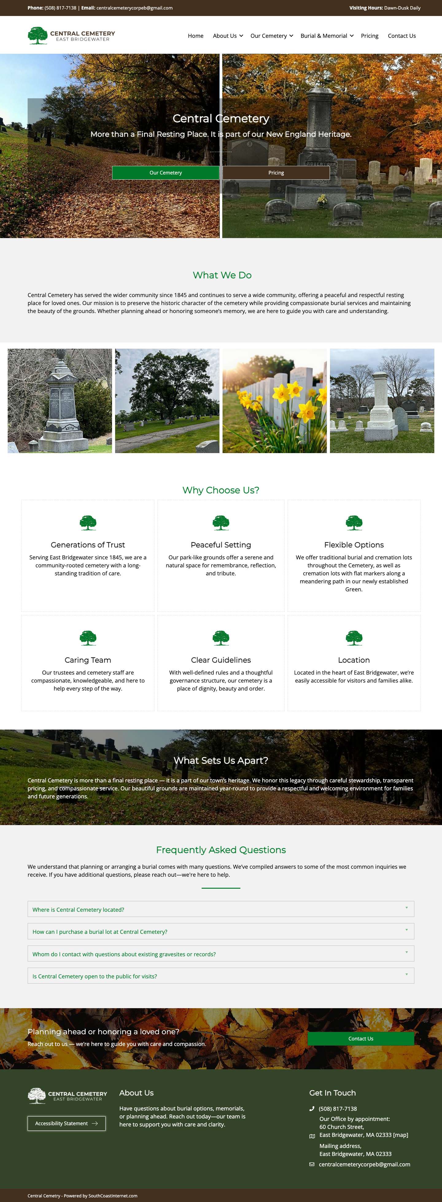 Central Cemetery – East Bridgewater – A Place of tranquility, Memory, and Tradition - Full Screenshot