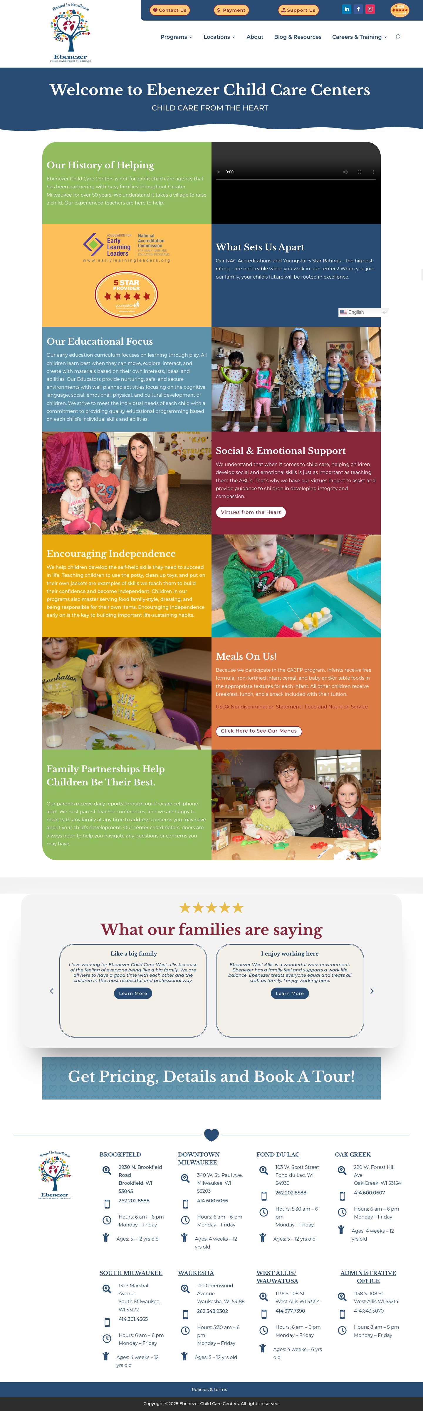 Ebenezer Child Care | Milwaukee | Child Care from Heart - Full Screenshot