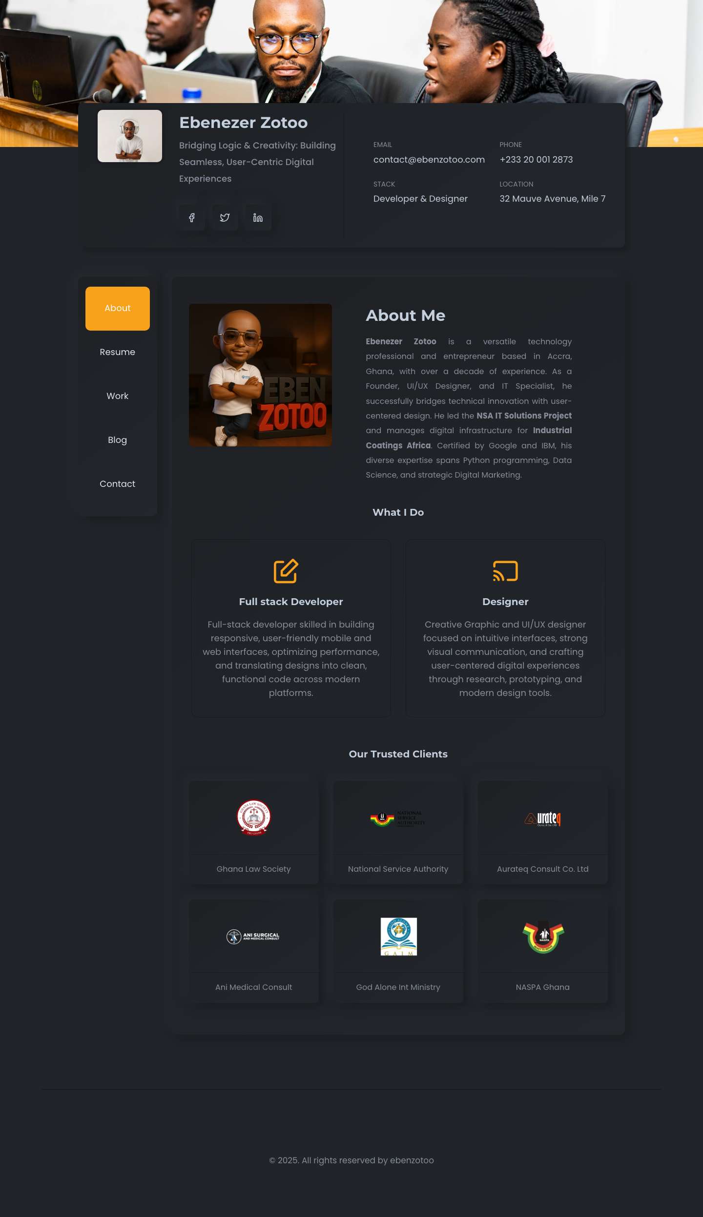 Ebenezer Zotoo - DeveloperEbenezer Zotoo – Developer - Full Screenshot