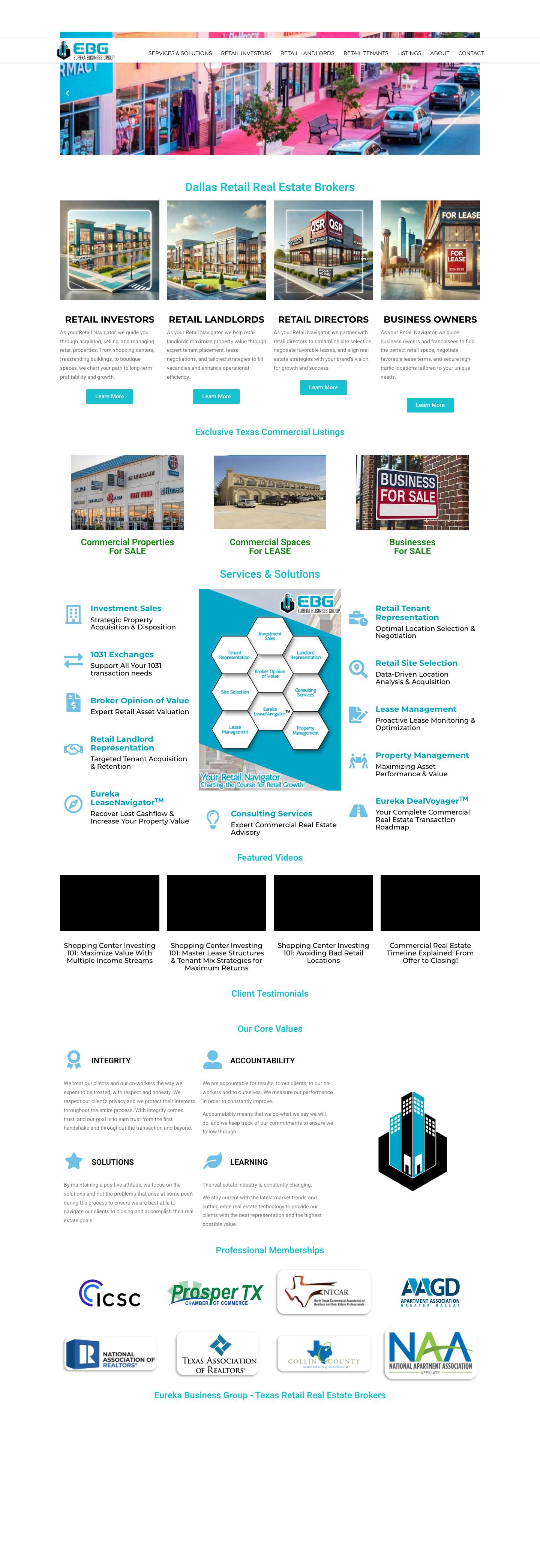 Texas Retail Real Estate Brokers | Eureka Business Group: Your Retail Navigator! - Full Screenshot