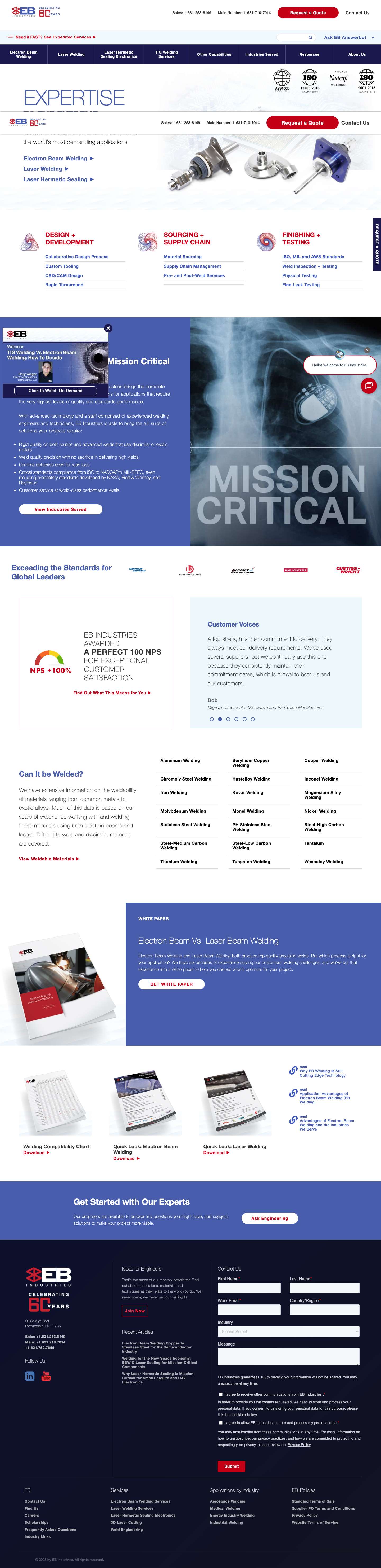 Electron Beam Welding | Laser Welding | EB Industries - Full Screenshot