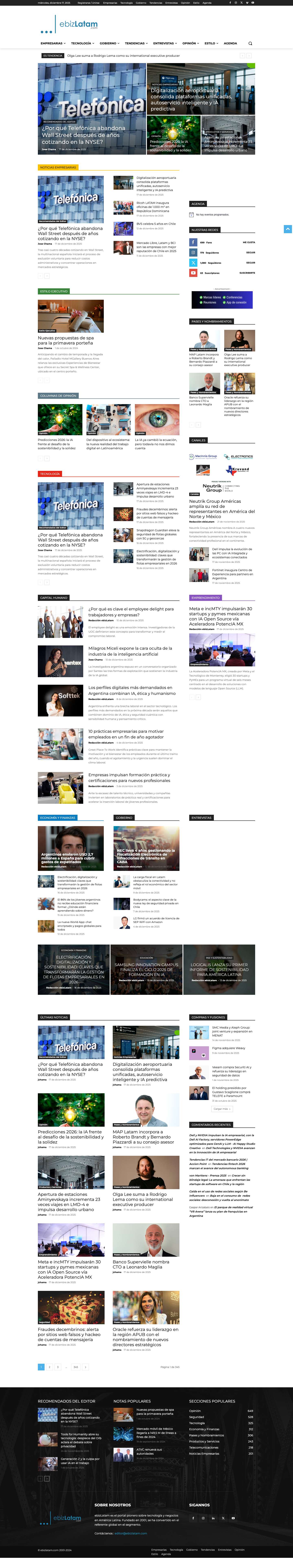 ebizlatam.com - Negocios + Noticias + América Latina - Full Screenshot