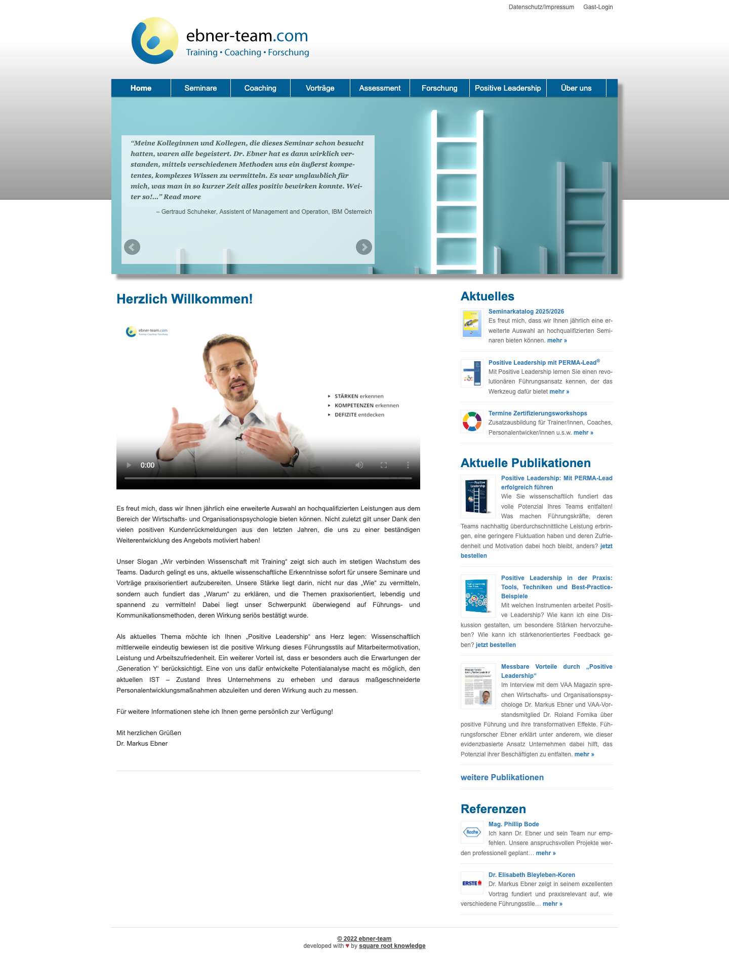 Herzlich Willkommen - ebner-team.com | Training Coaching Forschung - Full Screenshot