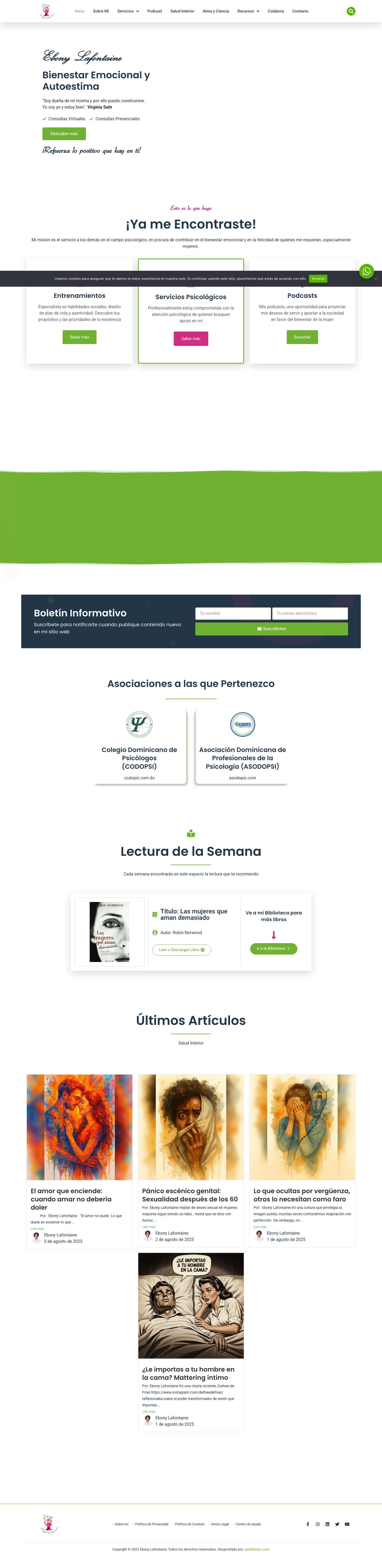 ᐈ Ebony Lafontaine | Psicóloga M.A - Full Screenshot