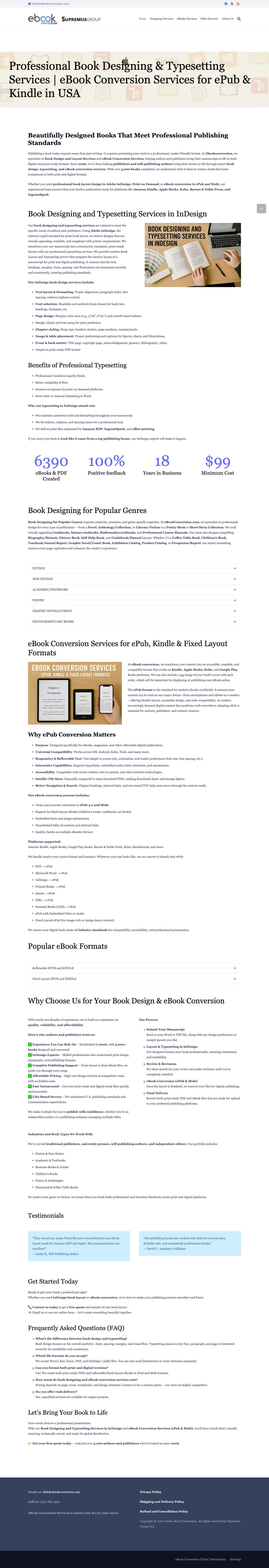 Professional Book Designing & Typesetting Services | eBook Conversion Experts in ePub & Kindle - Full Screenshot