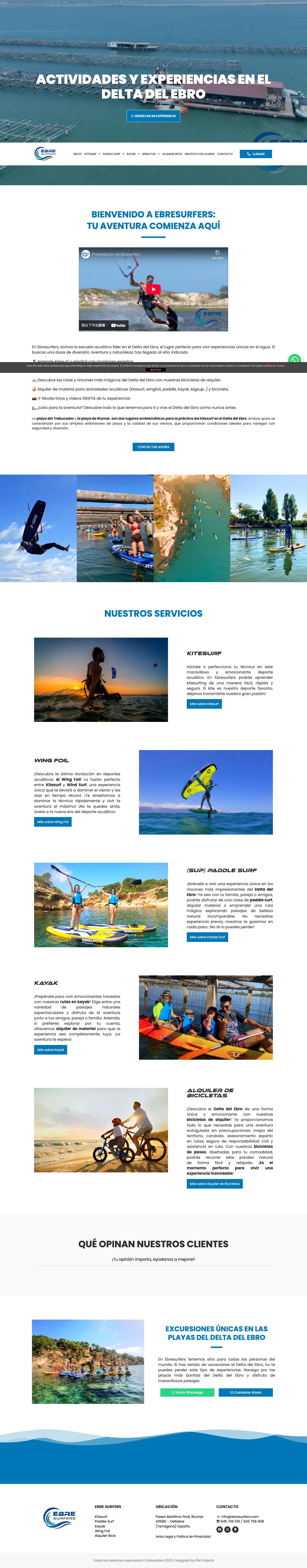 ▷ Actividades Acuáticas en el Delta del Ebro | EBRE SURFERS | 2025 ▷ Actividades Acuáticas en el Delta del Ebro | EBRE SURFERS | 2025 - Full Screenshot