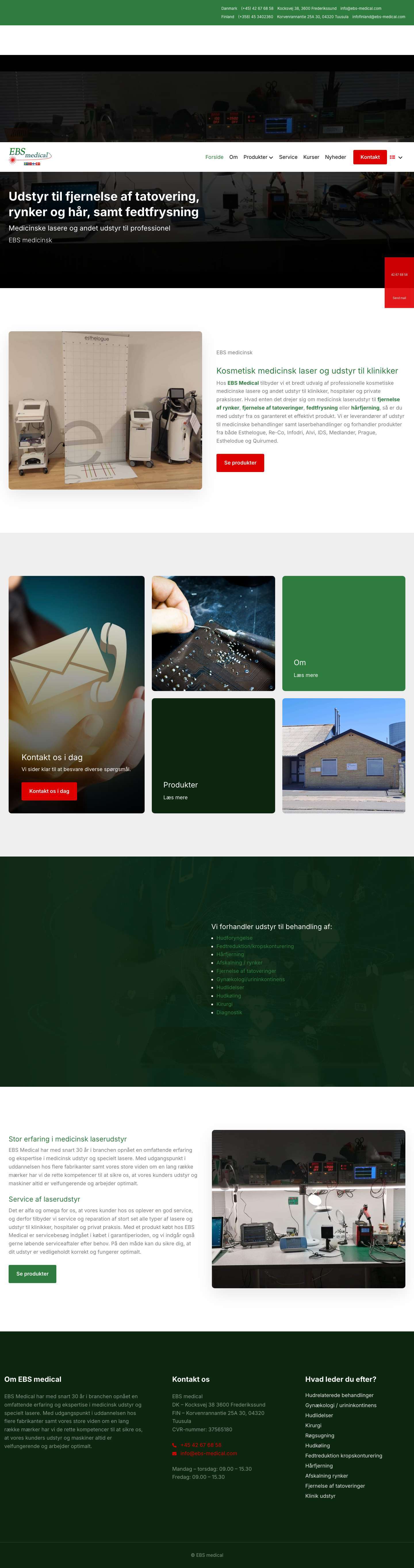 Udstyr til klinikker | Fjernelse af rynker | Fedtfrysning | EBS Medical - Full Screenshot
