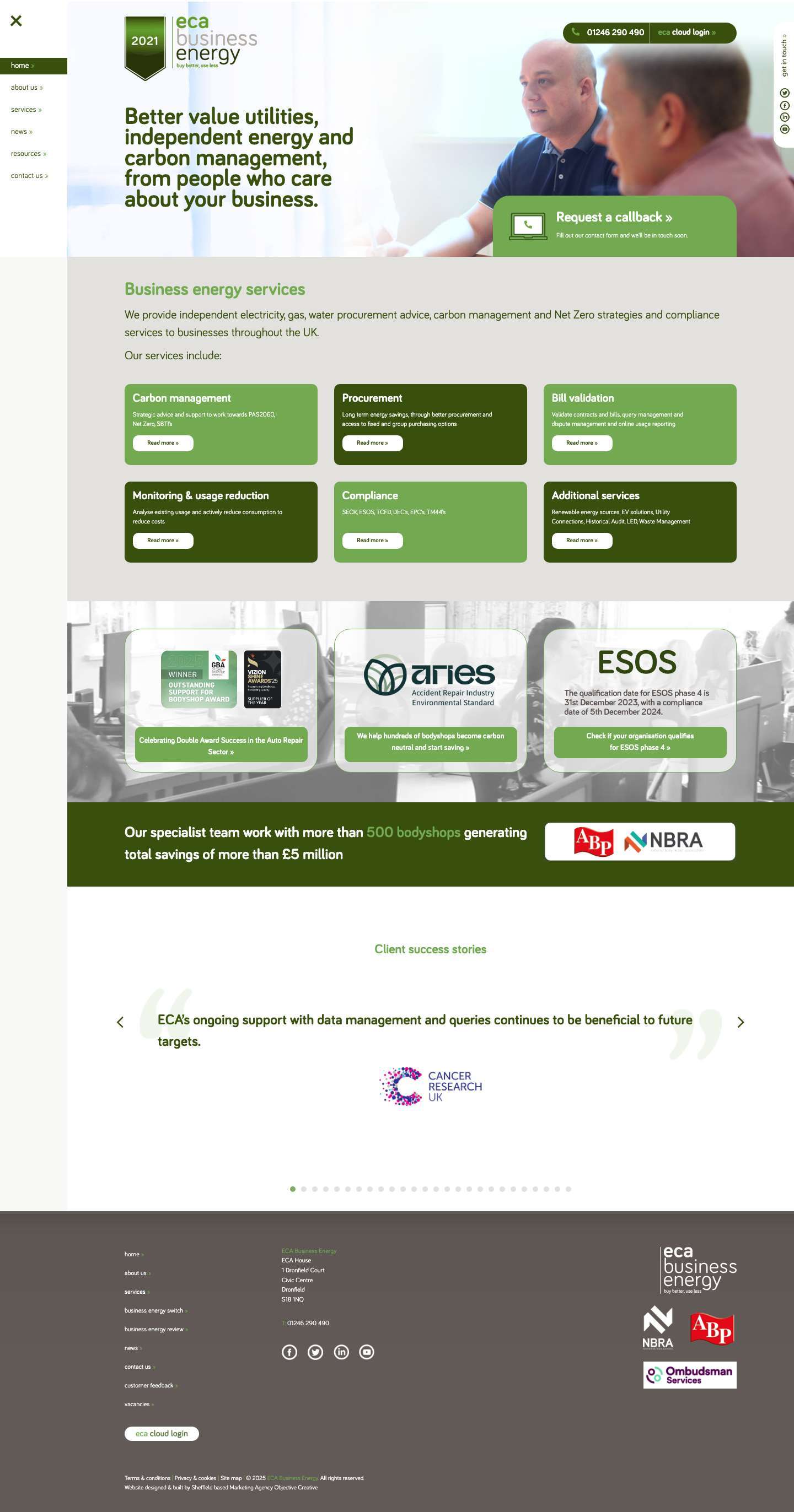 ECA Business Energy - Procurement, management, advice - Full Screenshot