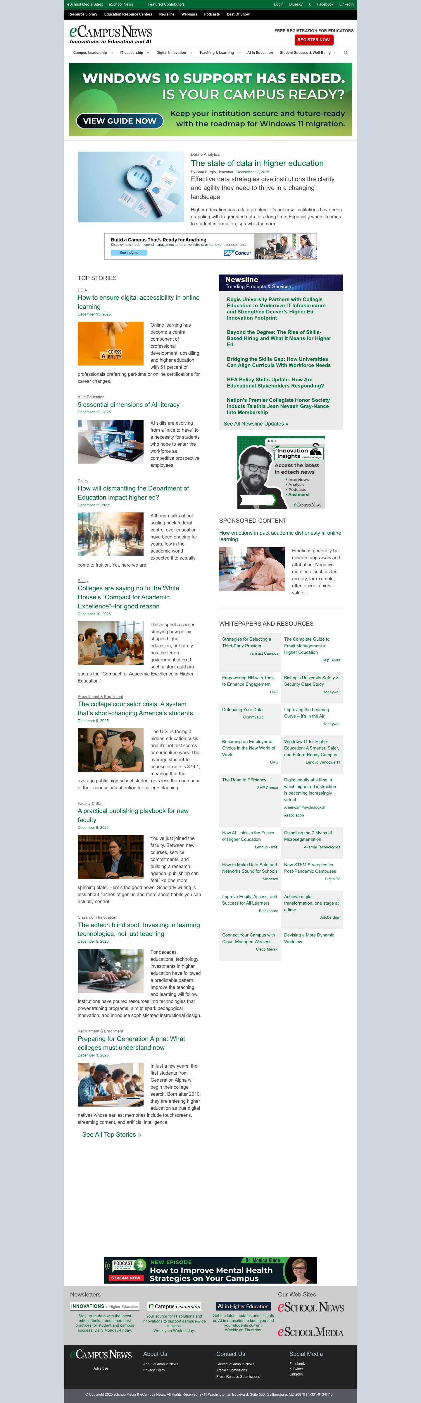 Home - eCampus News - Full Screenshot