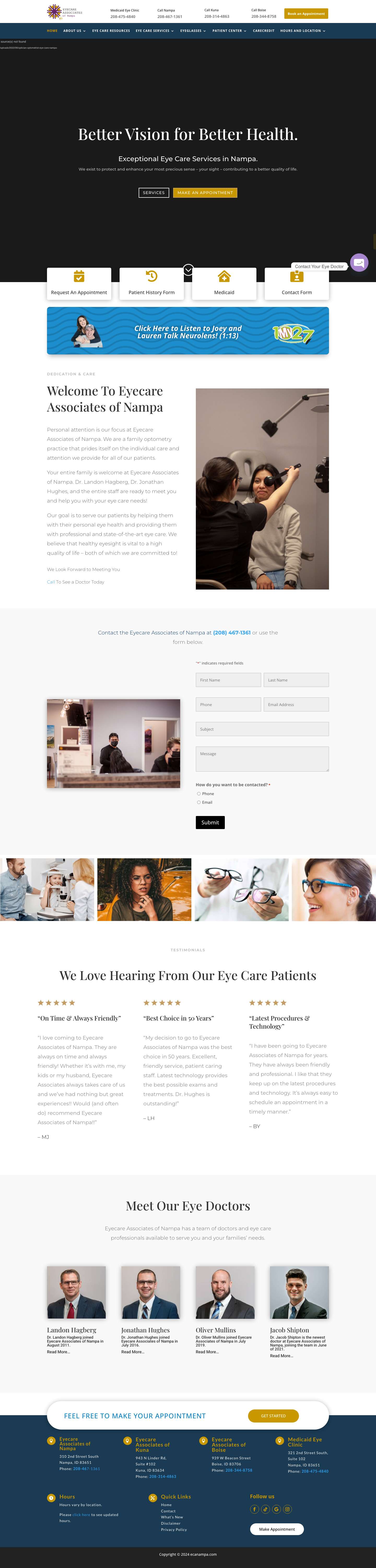 Eyecare Associates of Nampa | Nampa Optometry and Optical Eye Care - Full Screenshot