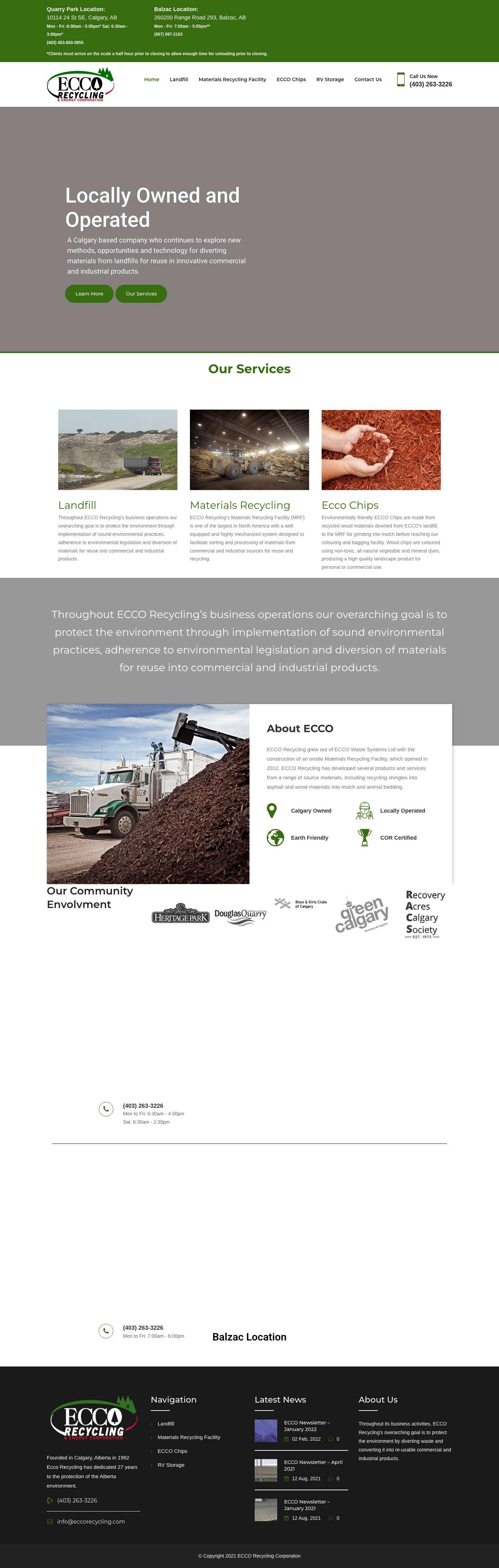 Ecco Recycling – Locally Owned & Operated Landfill and Recycling Center in Calgary Alberta - Full Screenshot
