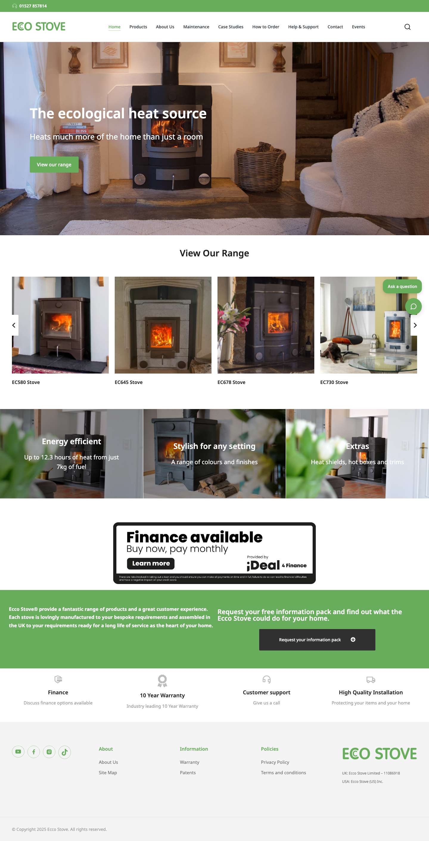 Masonry Wood Burner | Ecco Stove | England - Full Screenshot