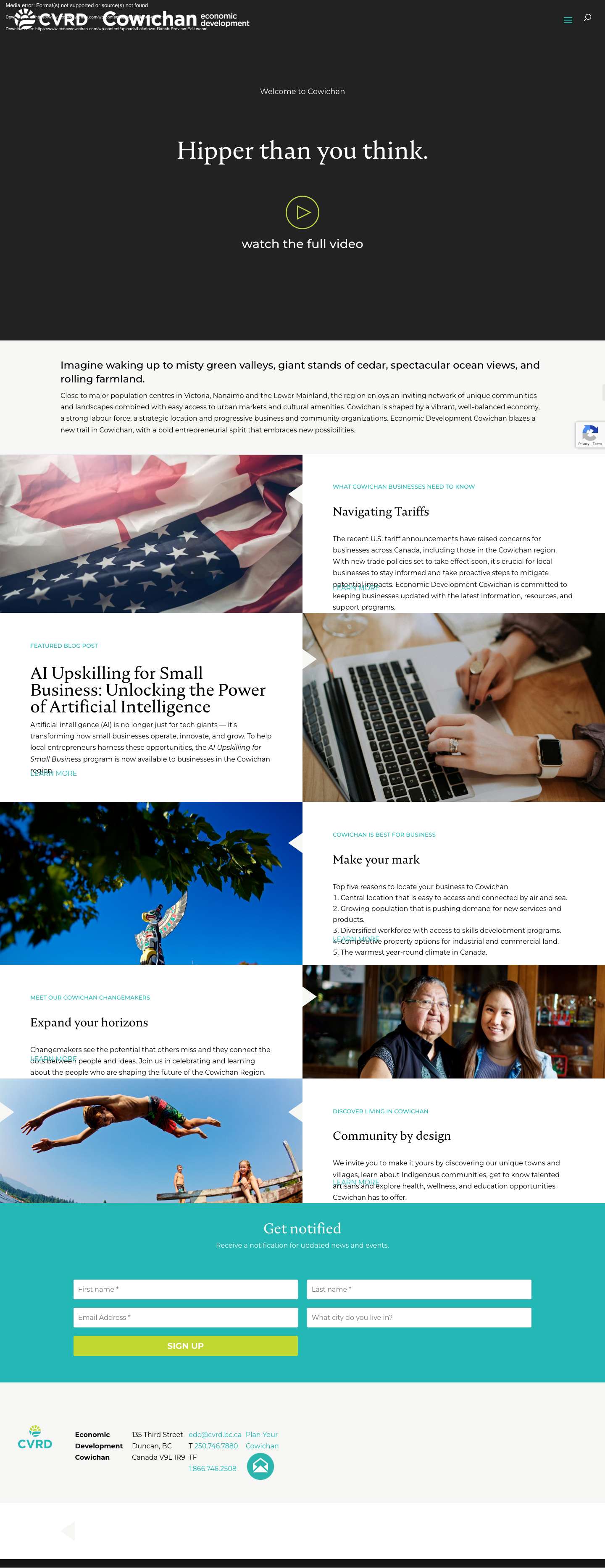 CVRD Economic Development Cowichan | Welcome to the Cowichan - Full Screenshot