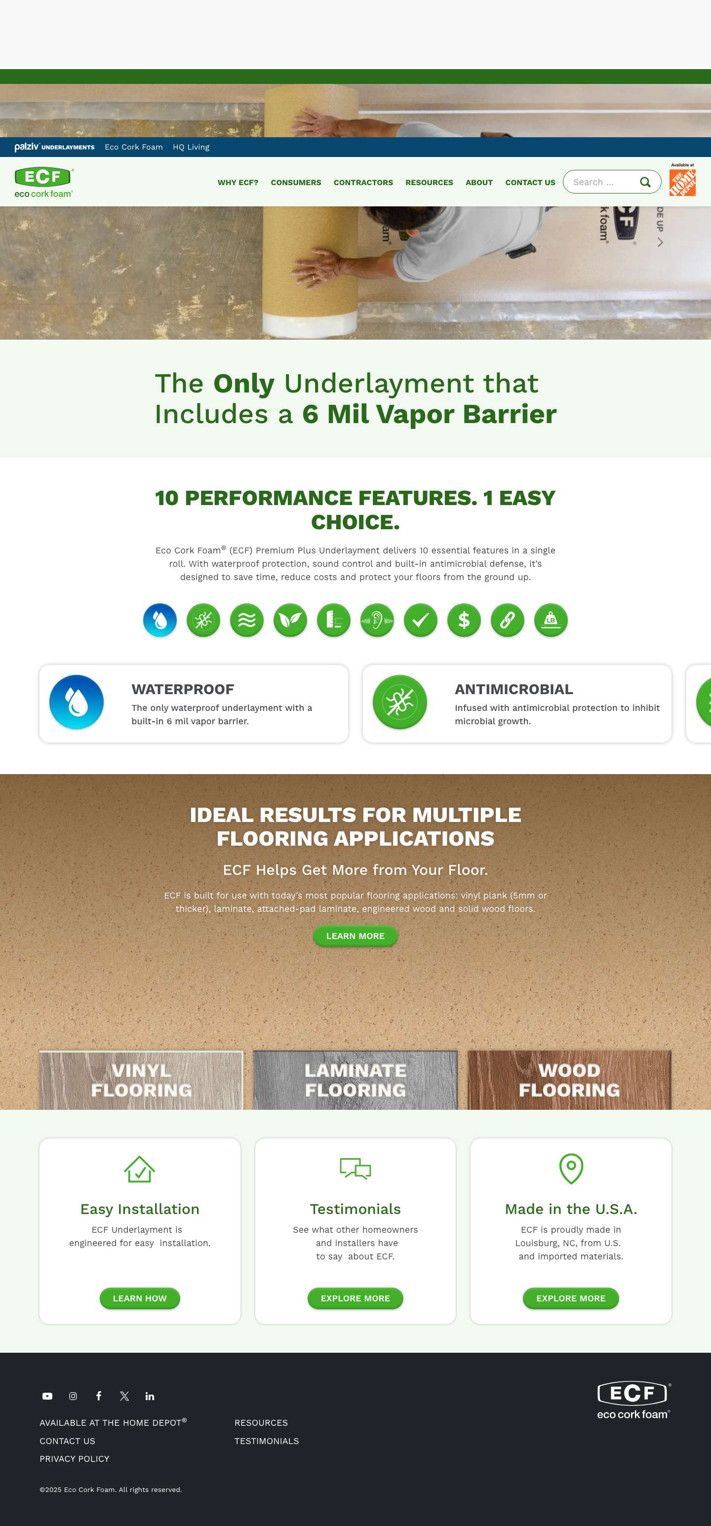 Eco Cork Foam (ECF) Premium Plus Underlaymentyoutube-playInstagramFacebookX / Twitterlinkedin - Full Screenshot