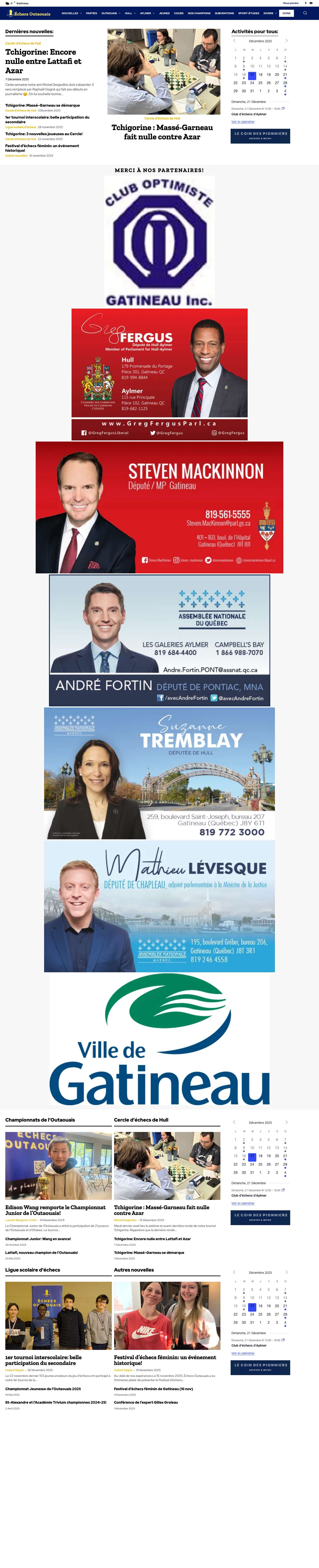 Échecs Outaouais - Du Plaisir pour Tous - Full Screenshot