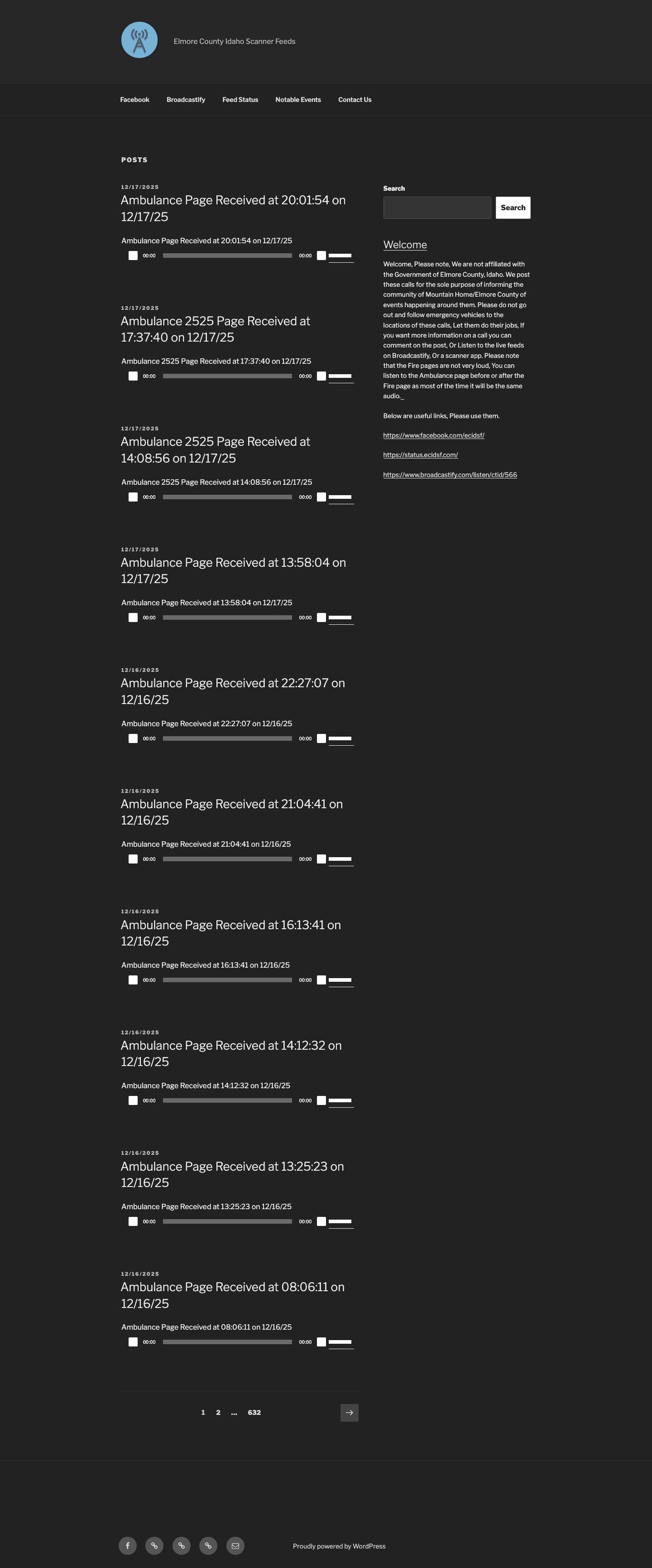 Elmore County Idaho Scanner Feeds - Full Screenshot