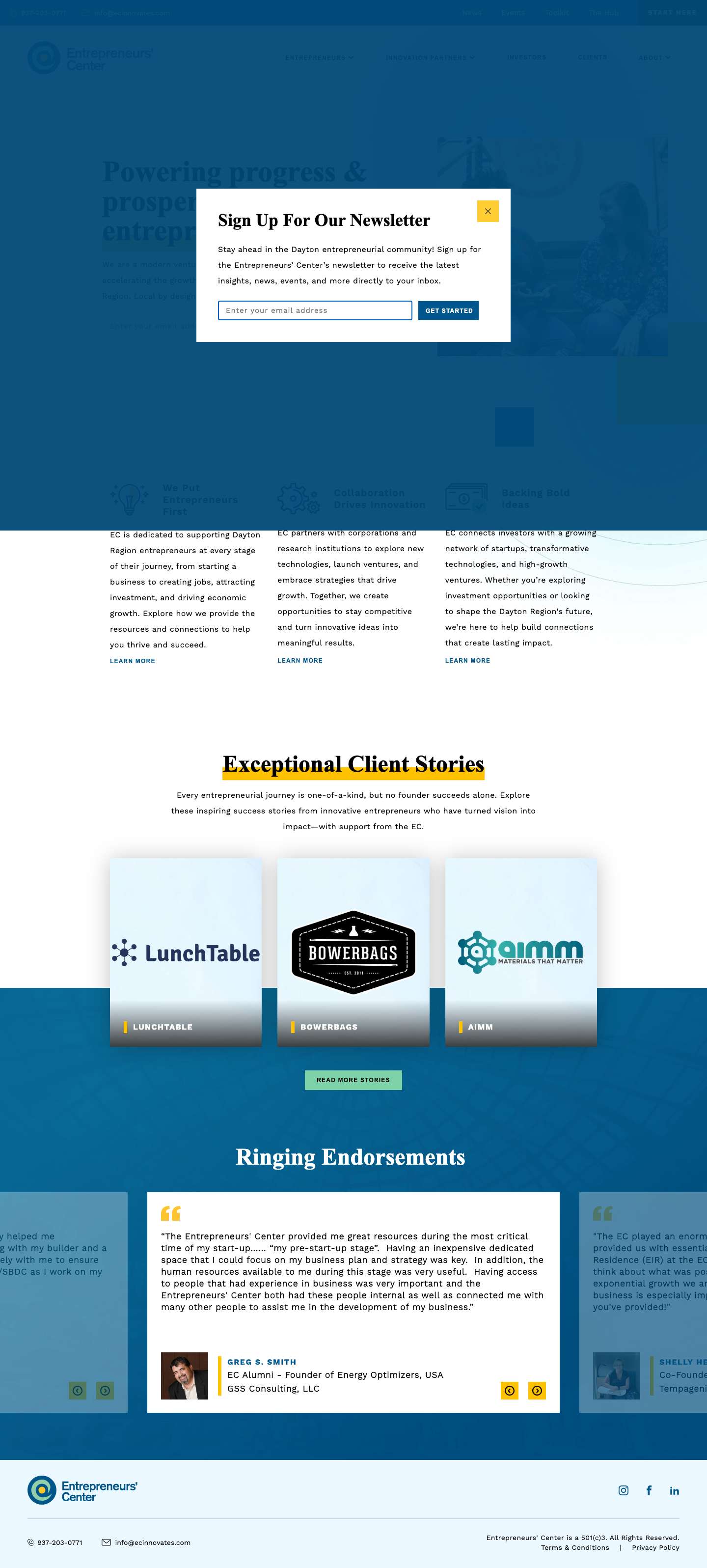 Home | The Entrepreneurs' Center - Full Screenshot