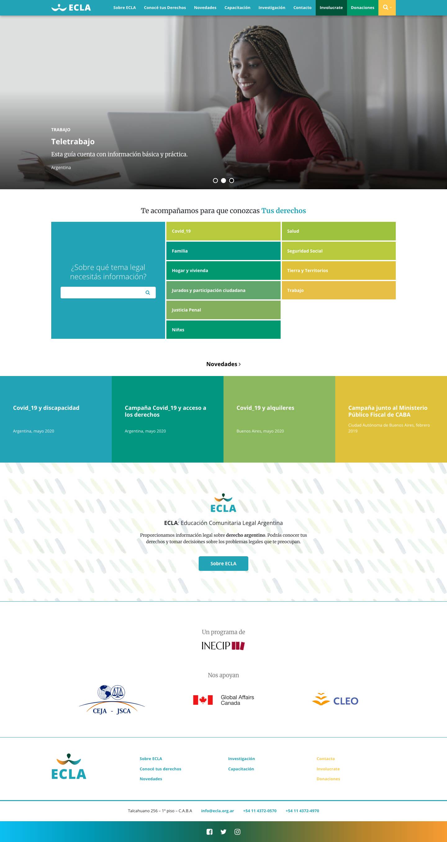 ECLA | Educación Comunitaria Legal ArgentinaMenu - Full Screenshot