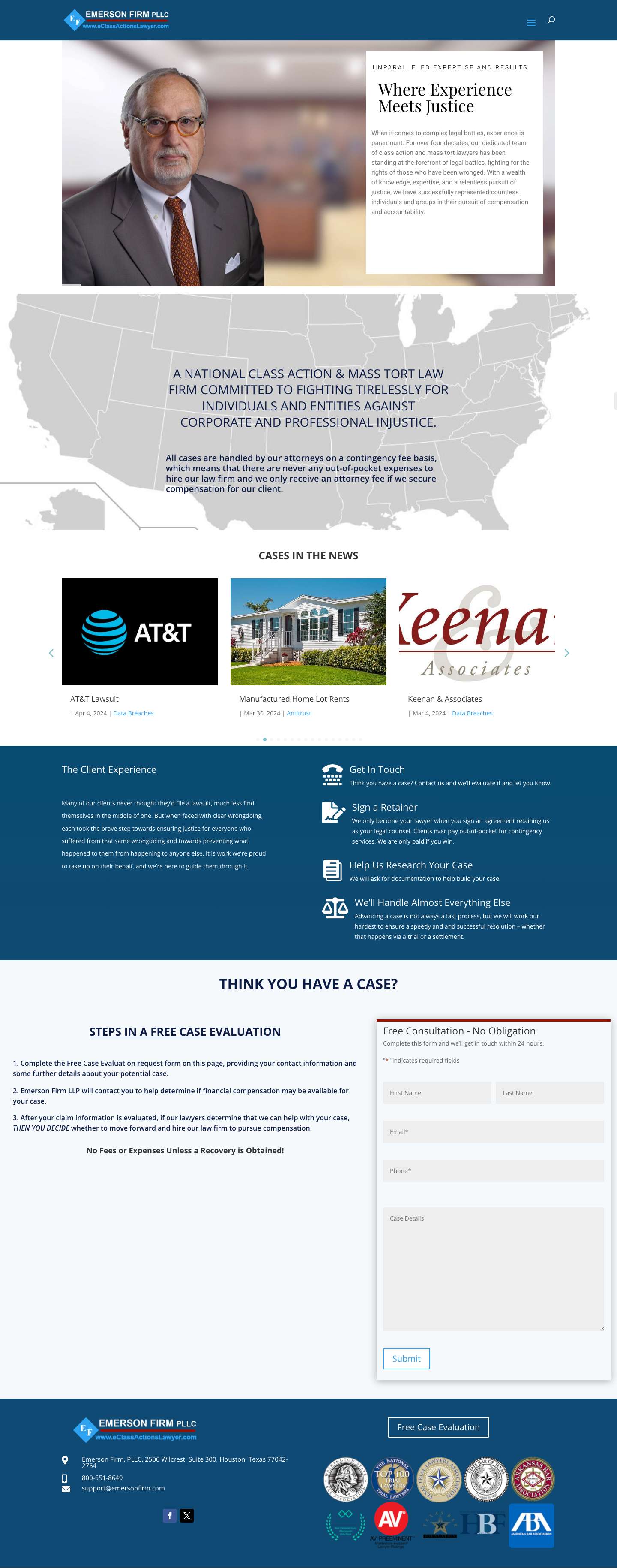 Class Actions Lawyer | Emerson Firm | Legal Recourse For The Masses - Full Screenshot