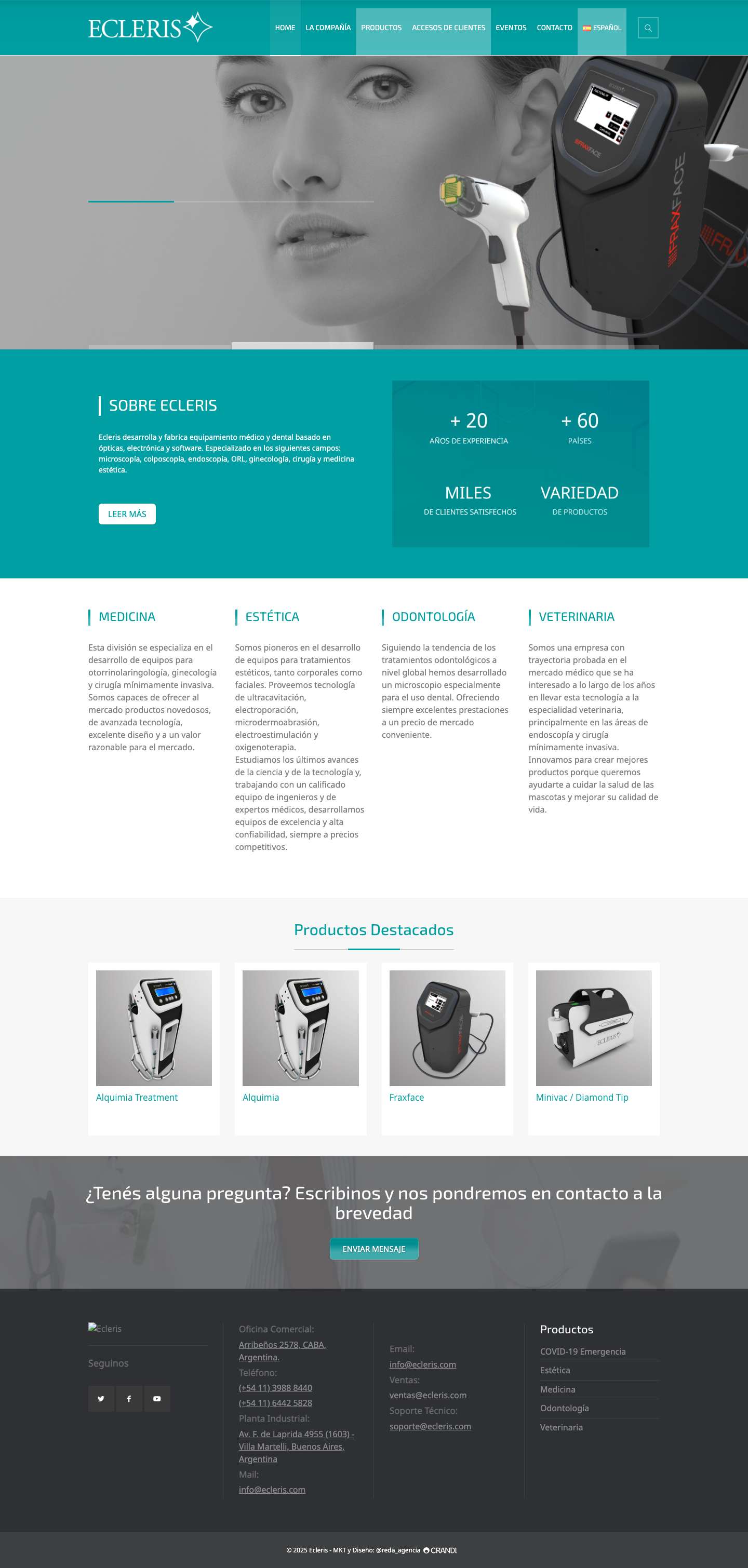 Ecleris - Desarrollo de Equipamiento Médico y Dental - Full Screenshot