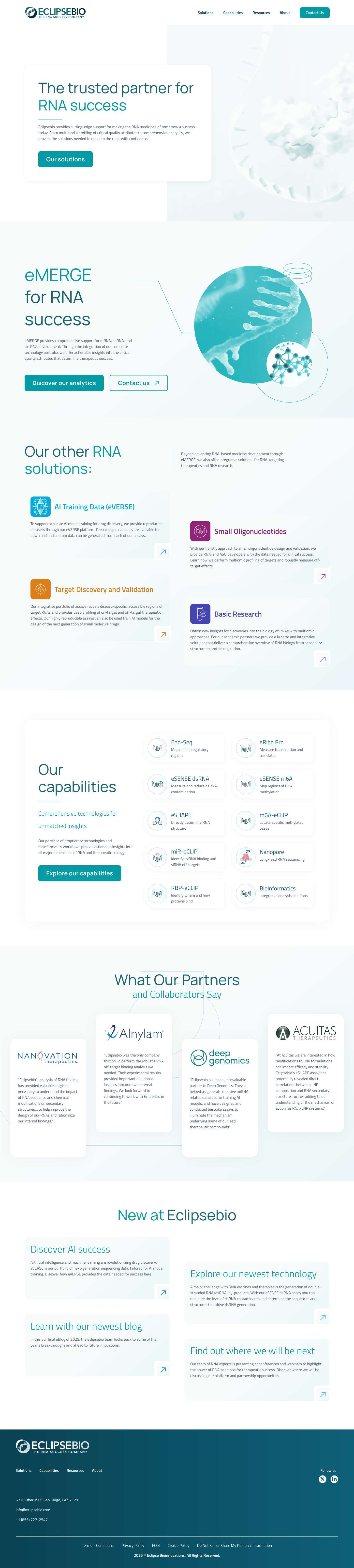 Eclipsebio | RNA Solutions - Full Screenshot