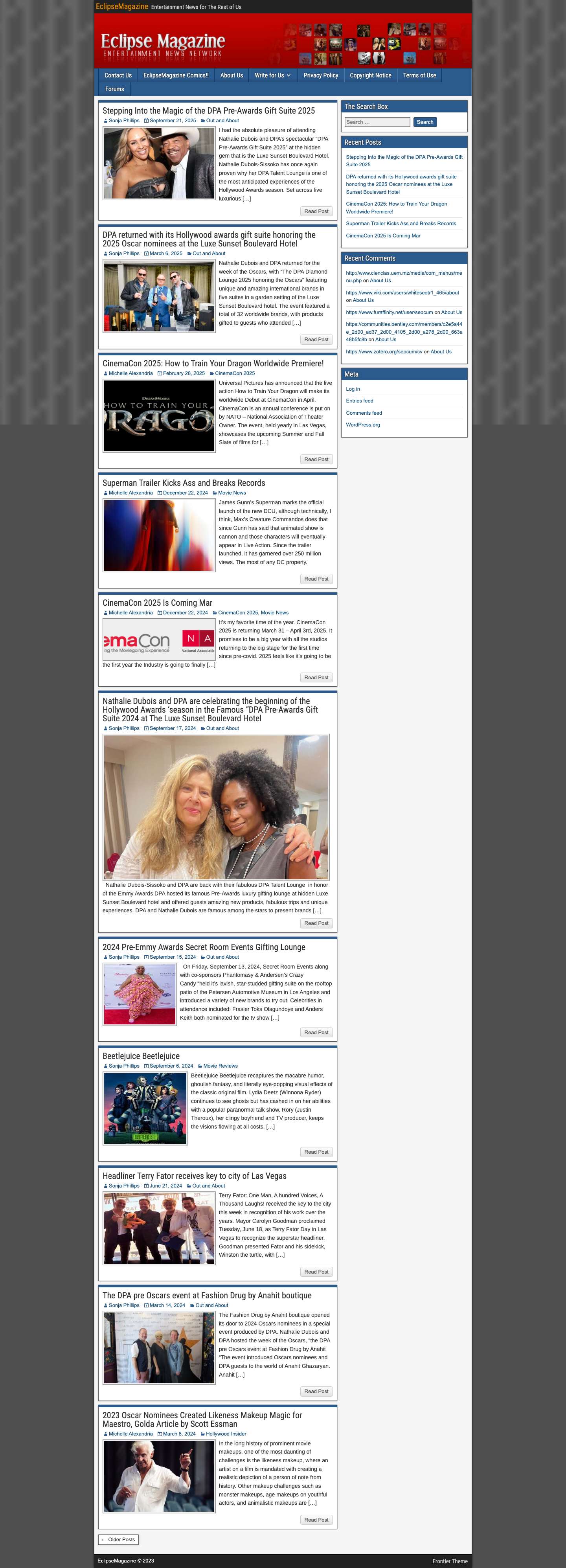 EclipseMagazine – Entertainment News for The Rest of Us - Full Screenshot