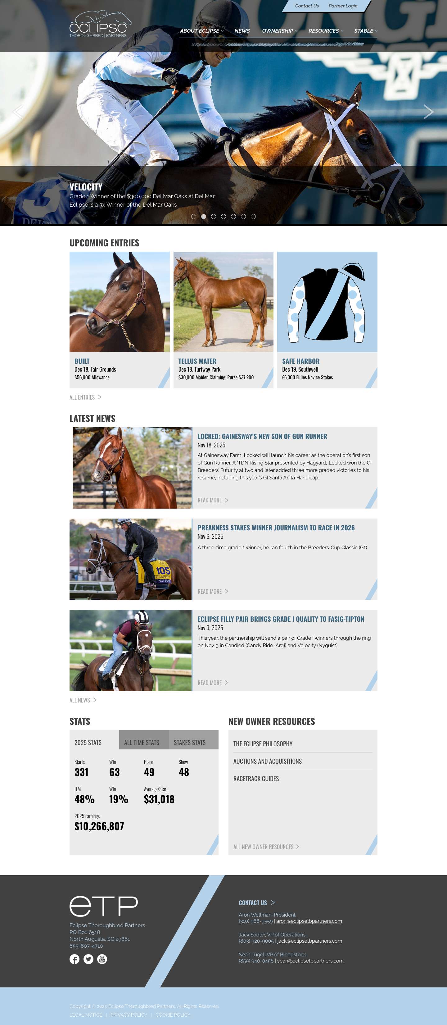Home | Eclipse Thoroughbred Partners - Full Screenshot