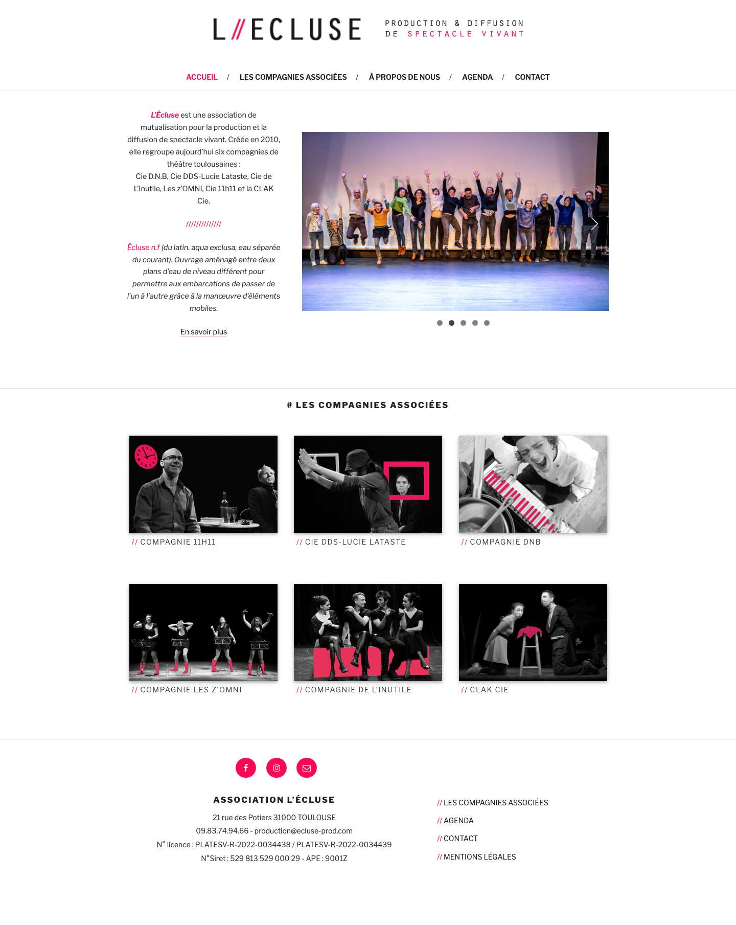 L'Ecluse – production & diffusion de spectacle vivant - Full Screenshot