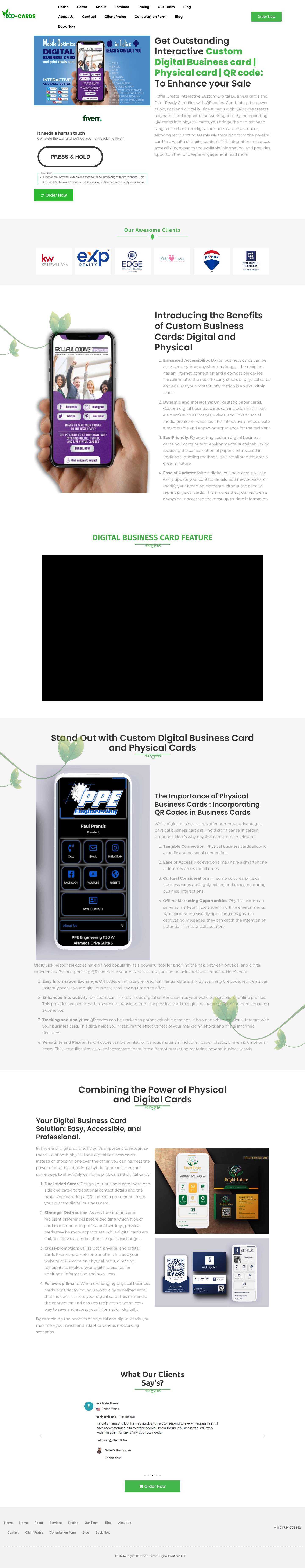Custom Digital Business Card | Physical card - Digital Business card - Full Screenshot