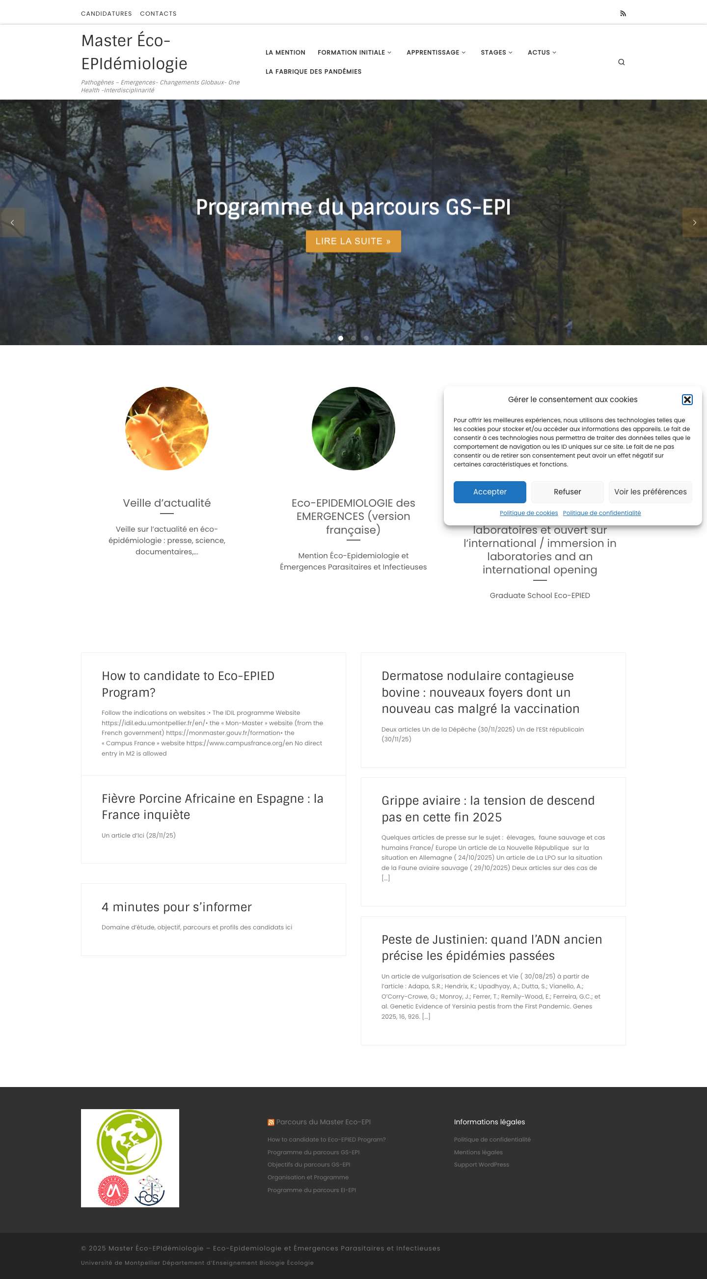Master Éco-EPIdémiologie | Pathogènes - Emergences- Changements Globaux- One Health -Interdisciplinarité - Full Screenshot