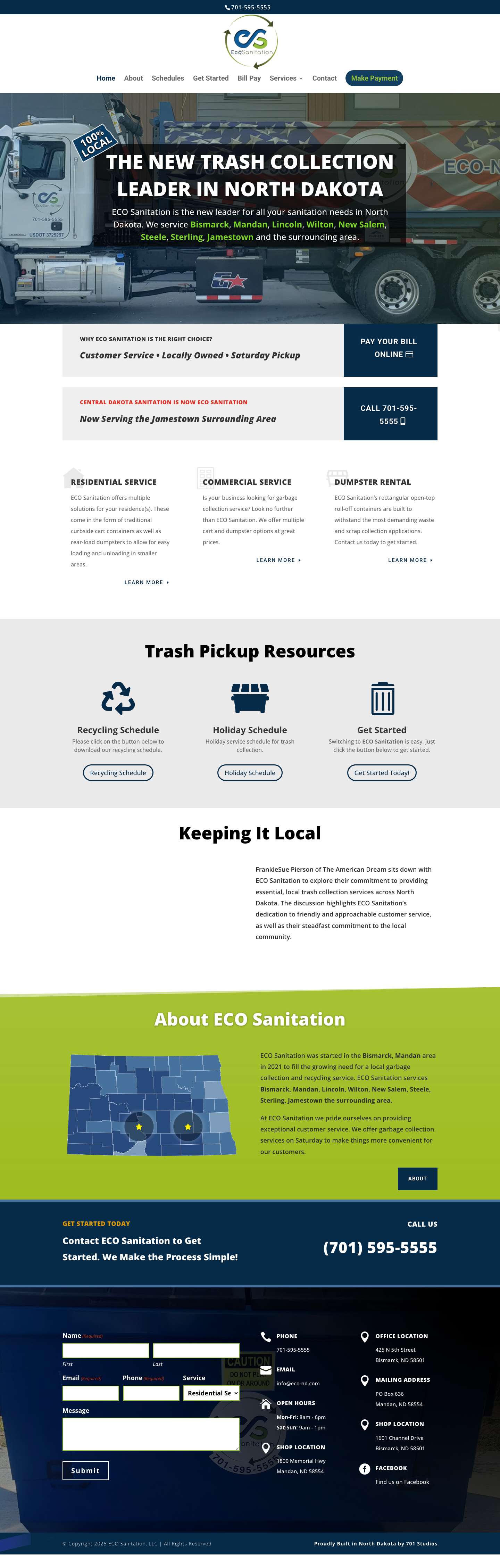 ECO Sanitation | North Dakota's Trash Collection and Recycling Services - Full Screenshot