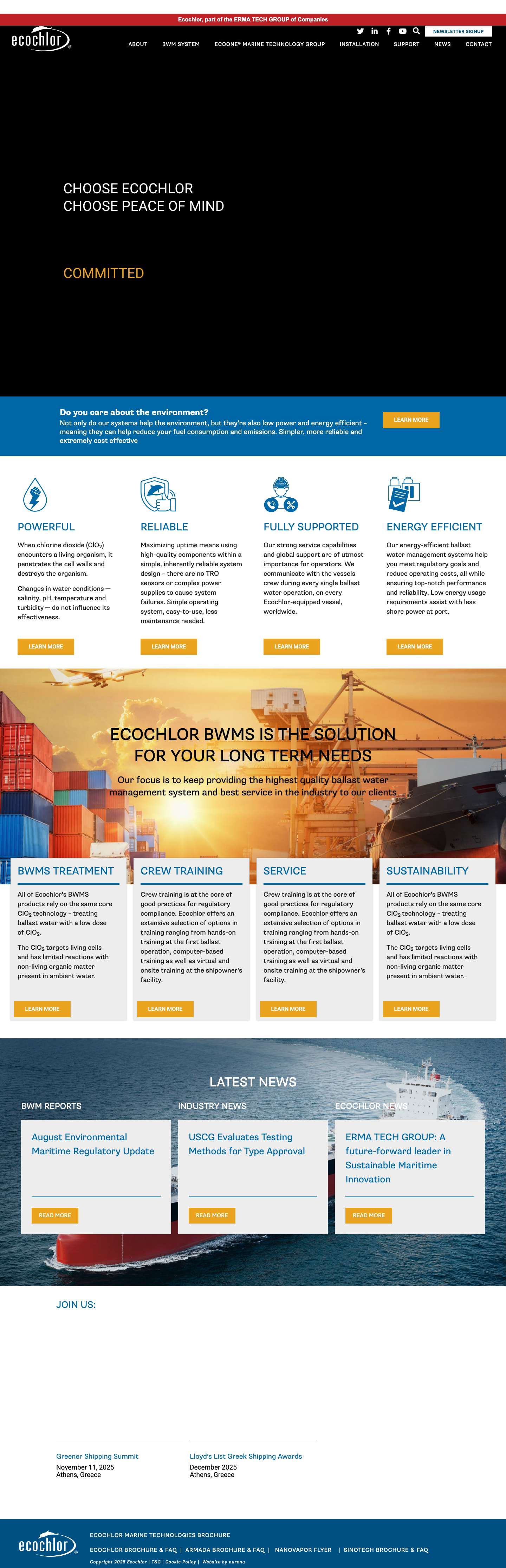 Ballast Water Treatment Systems | Ecochlor - Full Screenshot