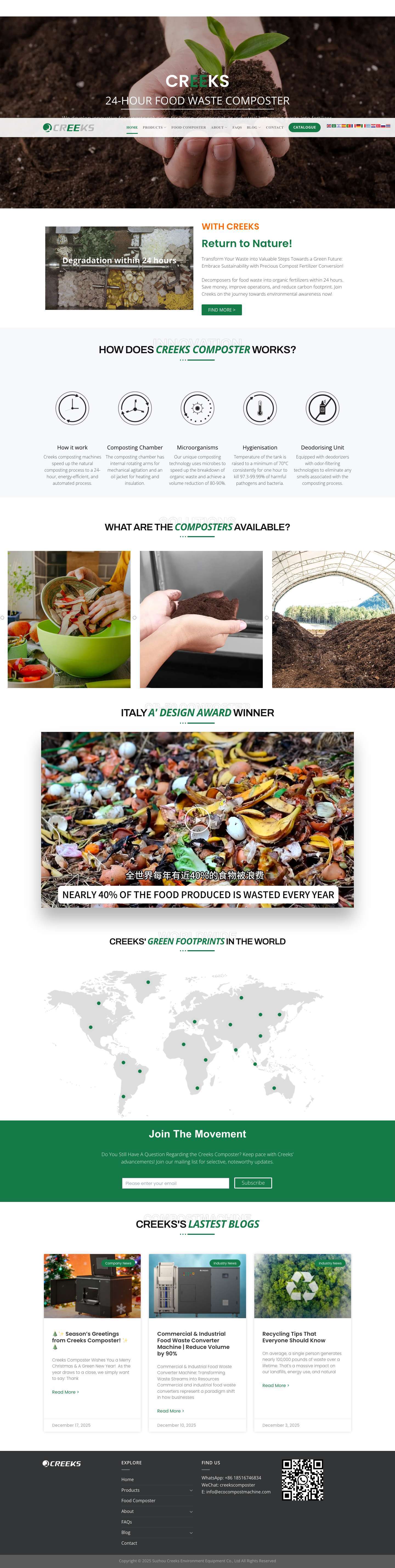 Creeks Composter - Organic Food Waste Composting Machine - Full Screenshot