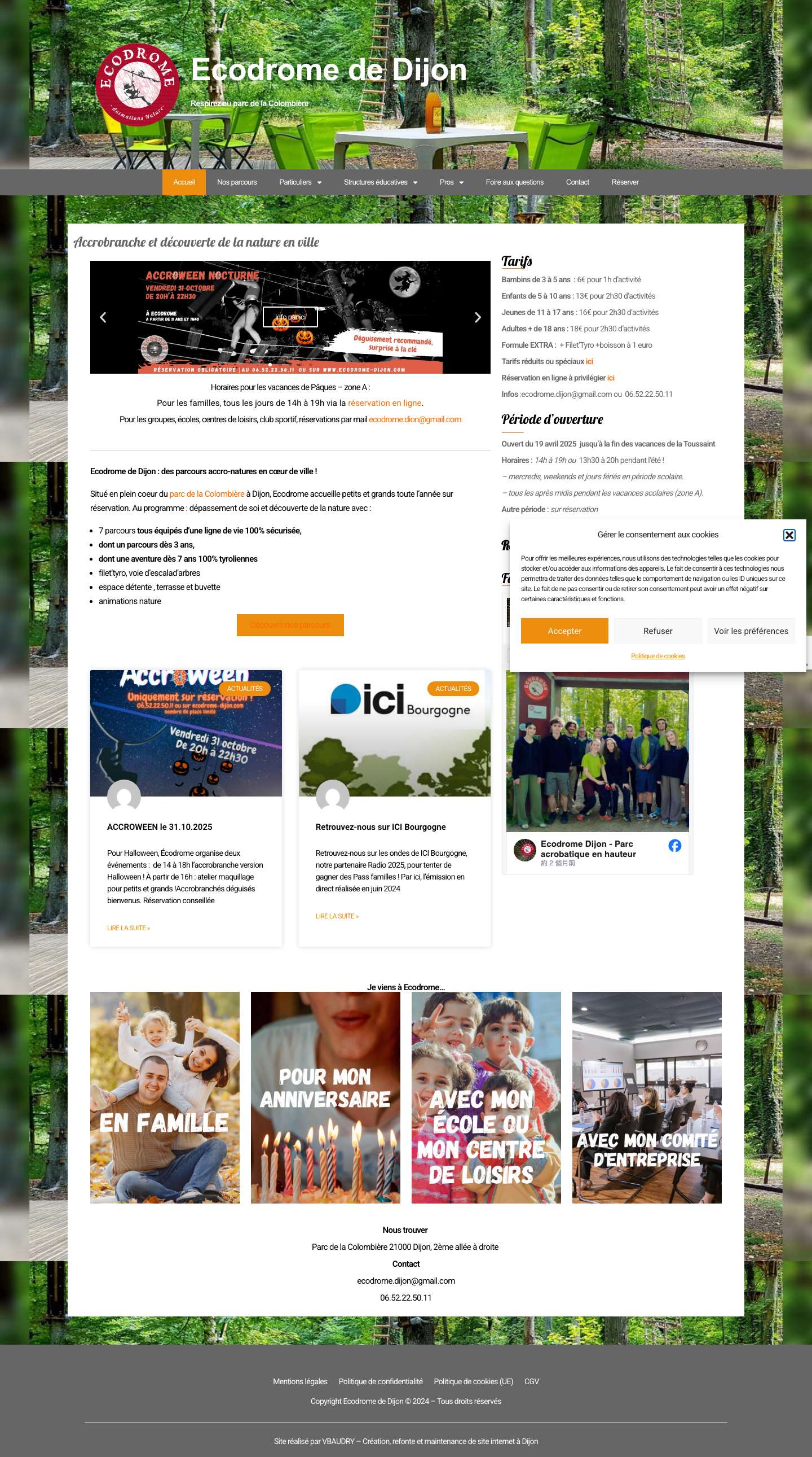 Ecodrome de Dijon, respirez au parc de la Colombière - Full Screenshot