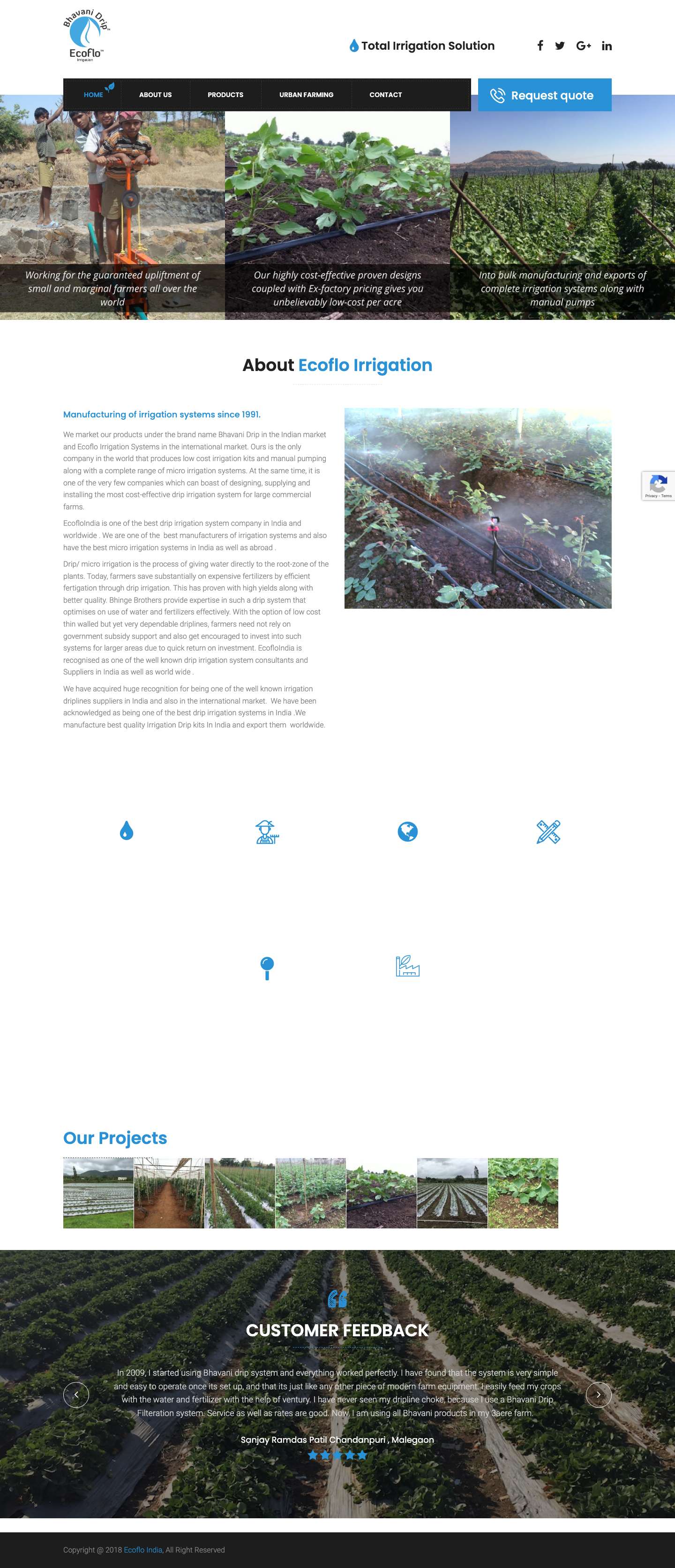 Best drip irrigation company in India | Ecoflo Irrigation - Full Screenshot