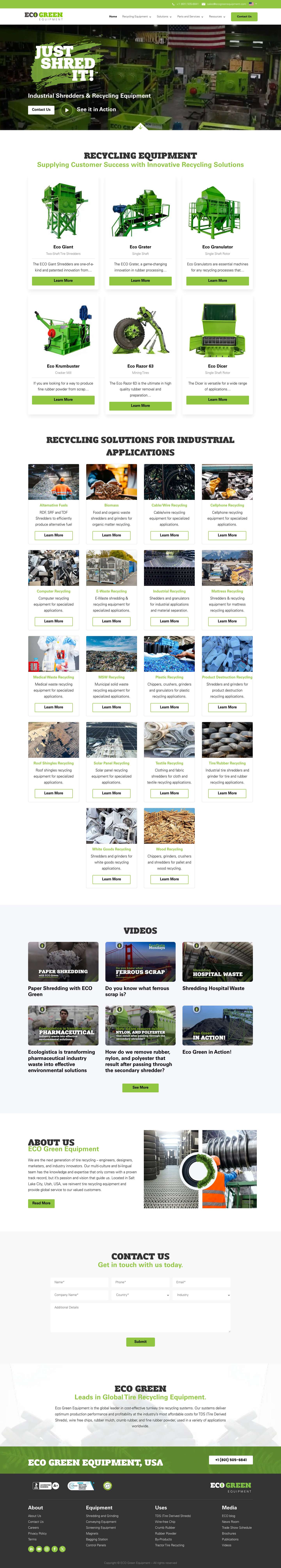 Tire Shredding Equipment & Rubber Recycling Machinery by Eco Green - Full Screenshot