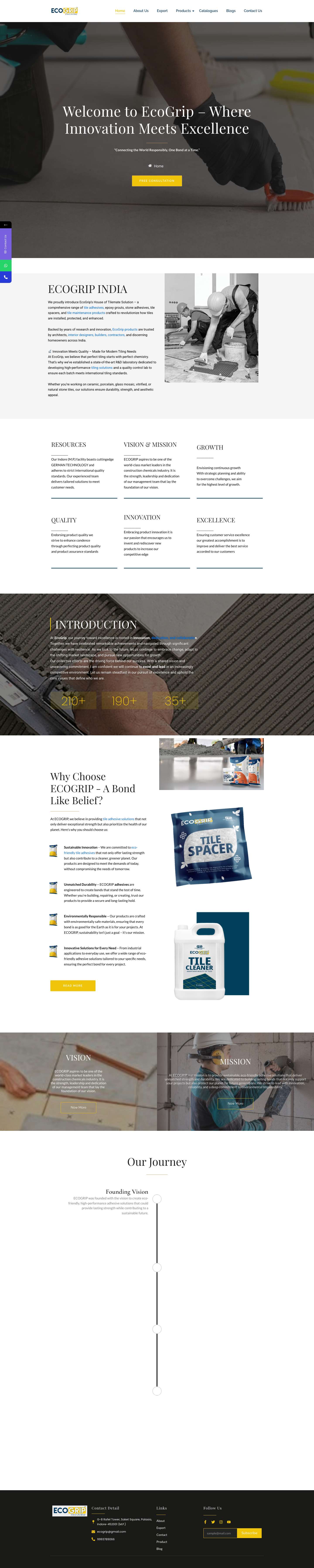 Best Tile Adhesive Manufacturer in Indore | EcoGrip India - Full Screenshot