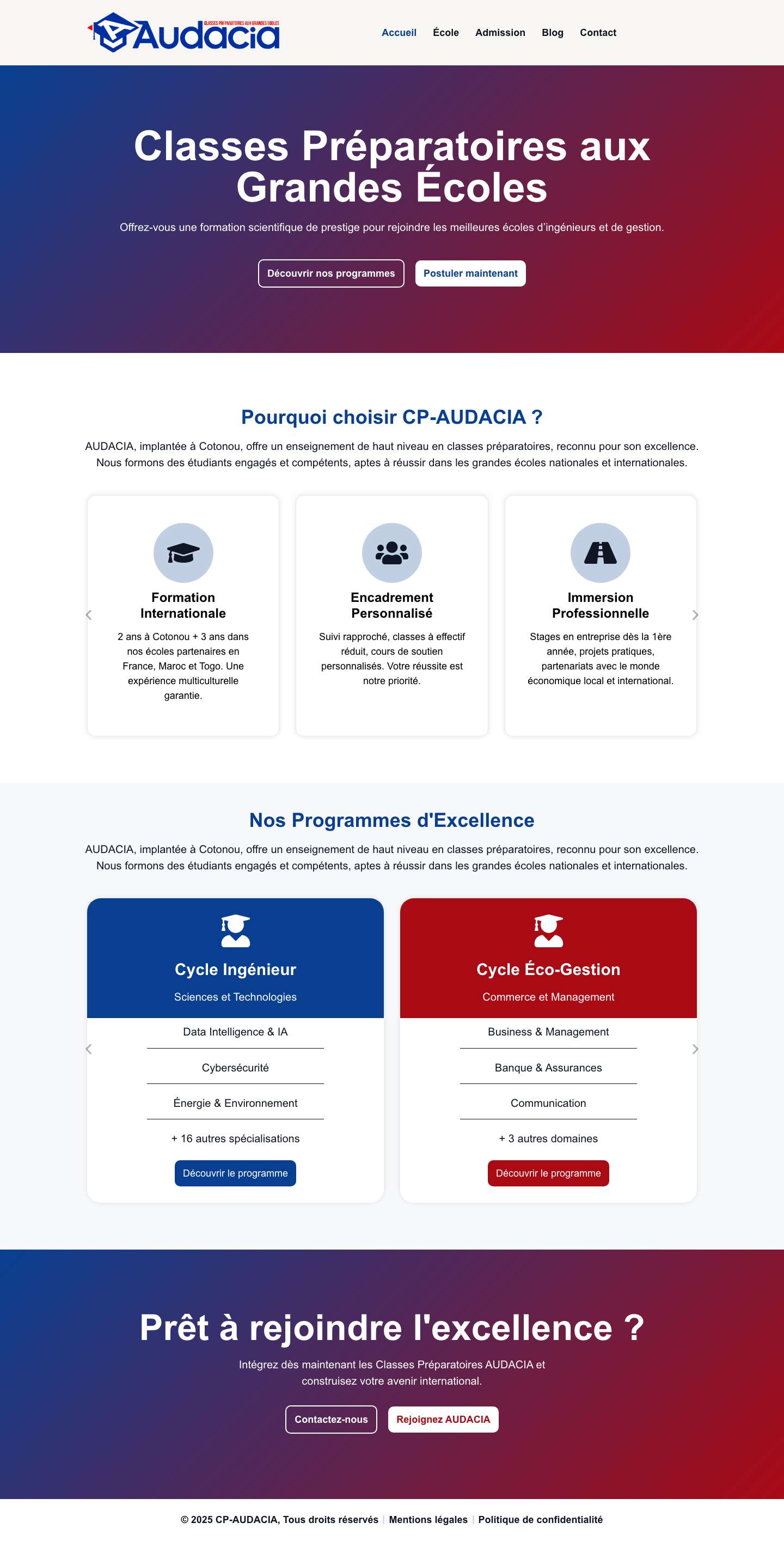 Accueil - CP - AUDACIA - Full Screenshot