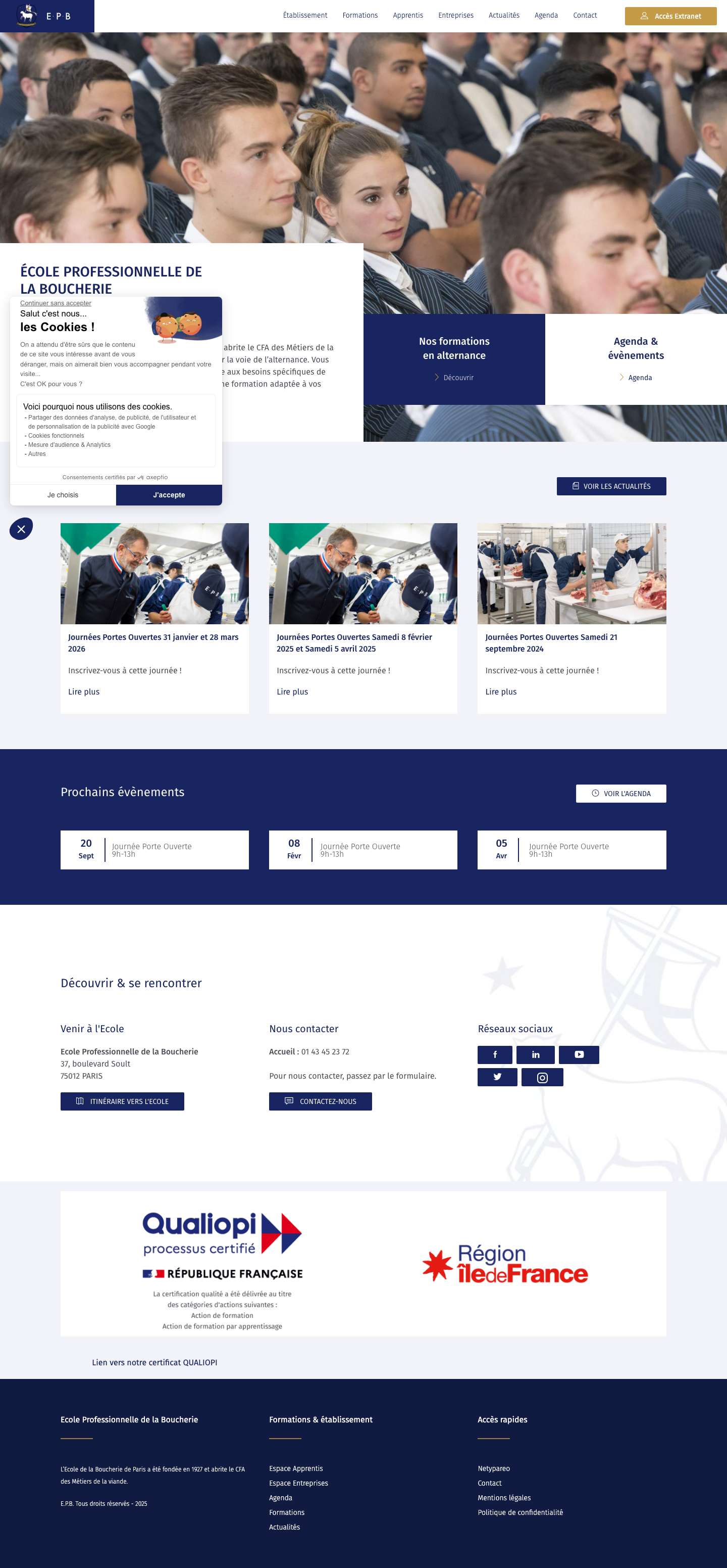 École Professionnelle de Boucherie - EPB Paris - Full Screenshot