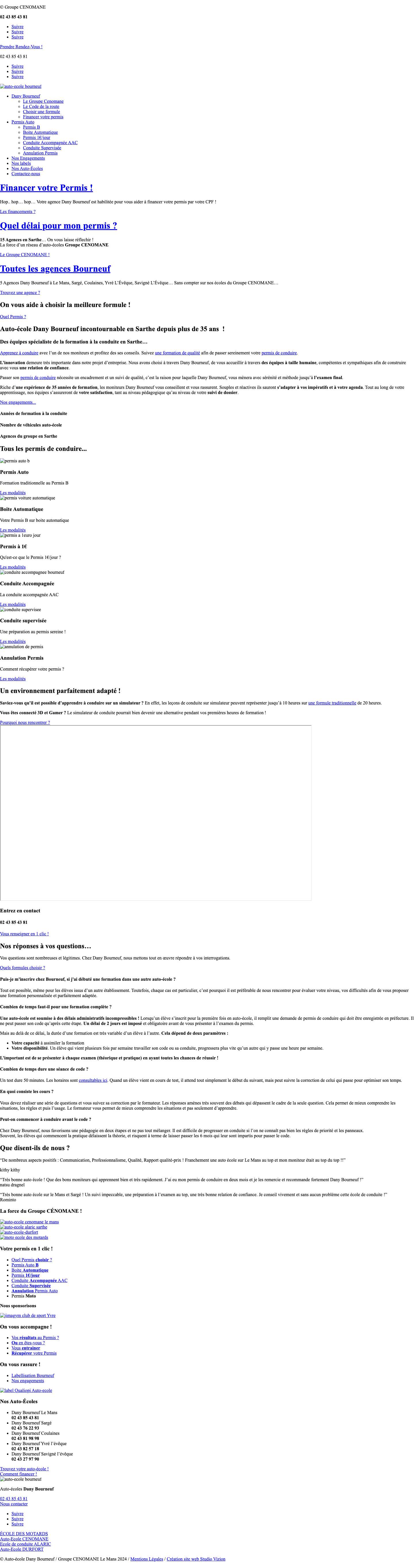 Auto Ecole Bourneuf | Groupe Cenomane Sarthe - Full Screenshot