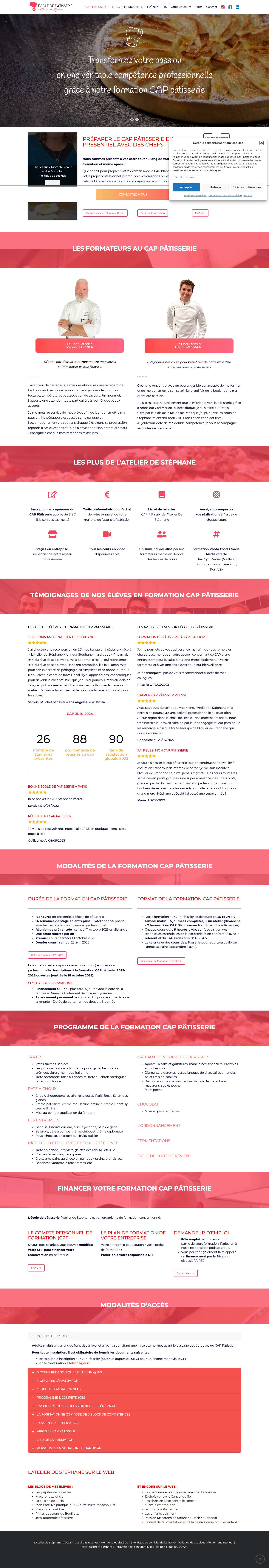 École de Pâtisserie | Préparer le CAP Pâtisserie le week-end - Full Screenshot