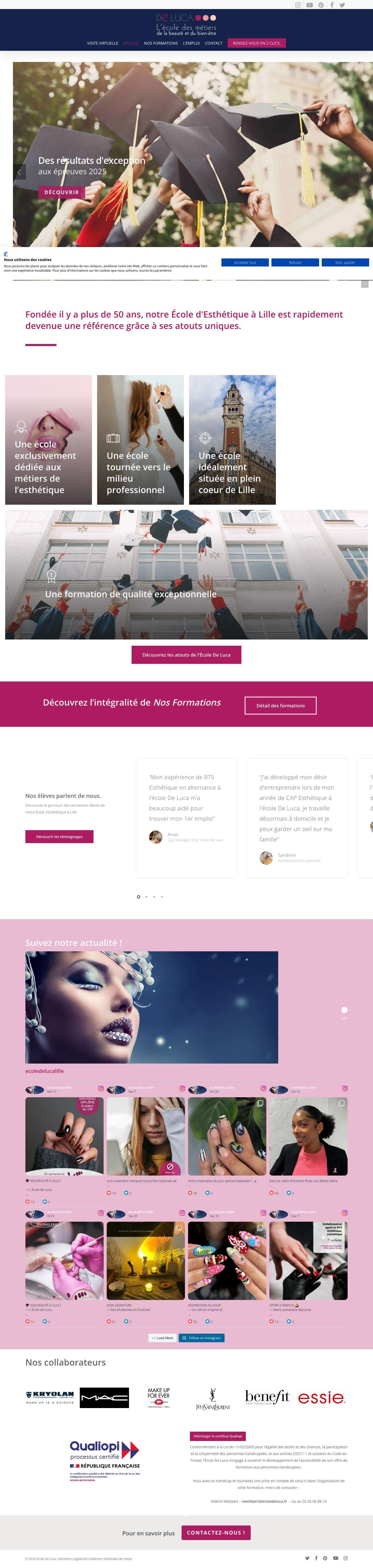 École d'Esthétique à Lille - Ecole De Luca - Formez vous au centre de Lille - Full Screenshot