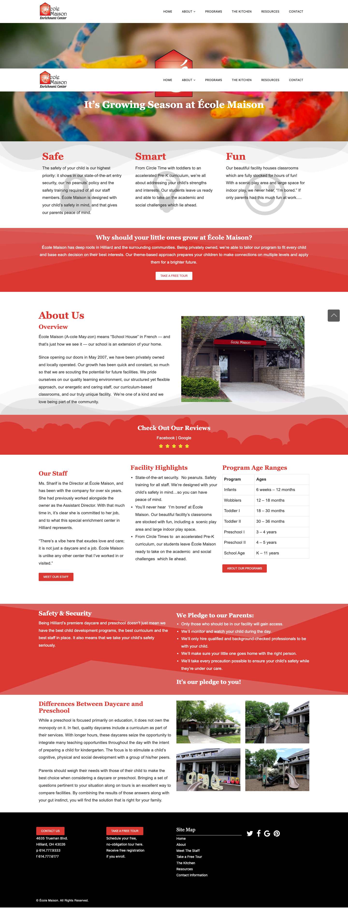 Day Care Centers | Hilliard & Columbus Ohio - Full Screenshot