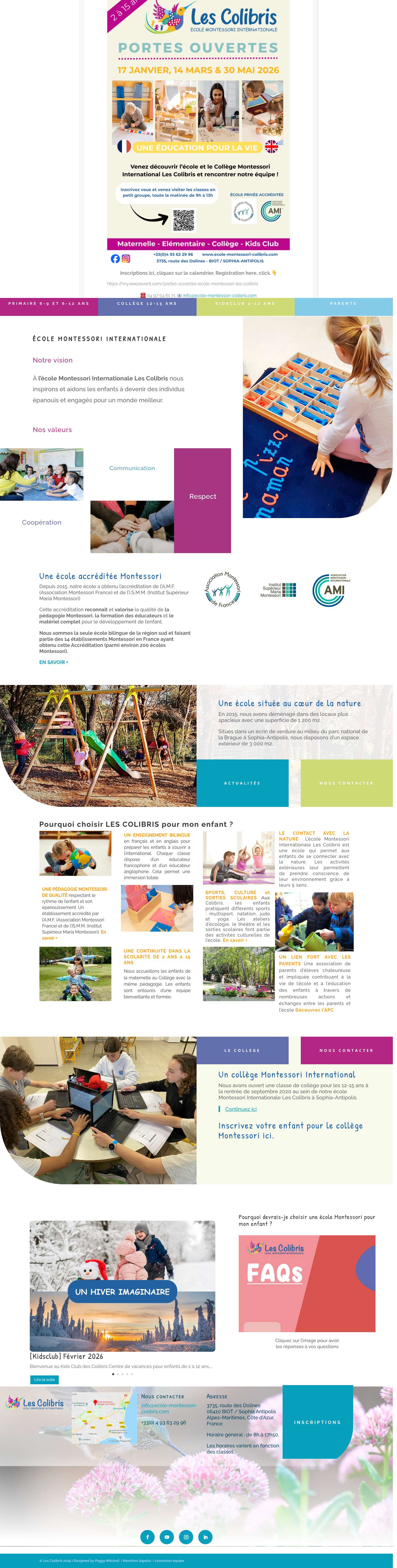 école Montessori internationale Les colibris - Sophia-Antipolis - accueil - Full Screenshot